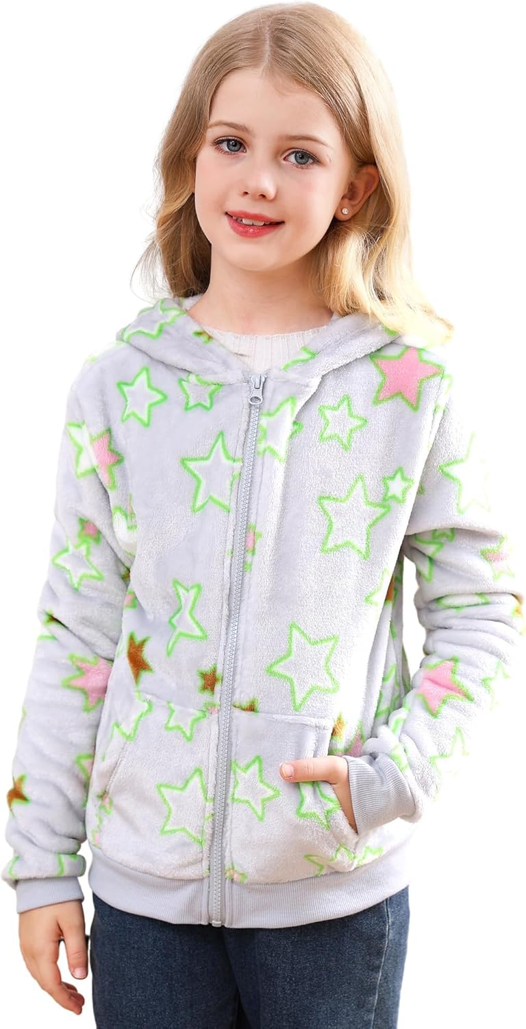 V.&GRIN Girl Zip up Hoodie Sweatshirt Soft Fuzzy Fleece Jacket with Pocket for G...