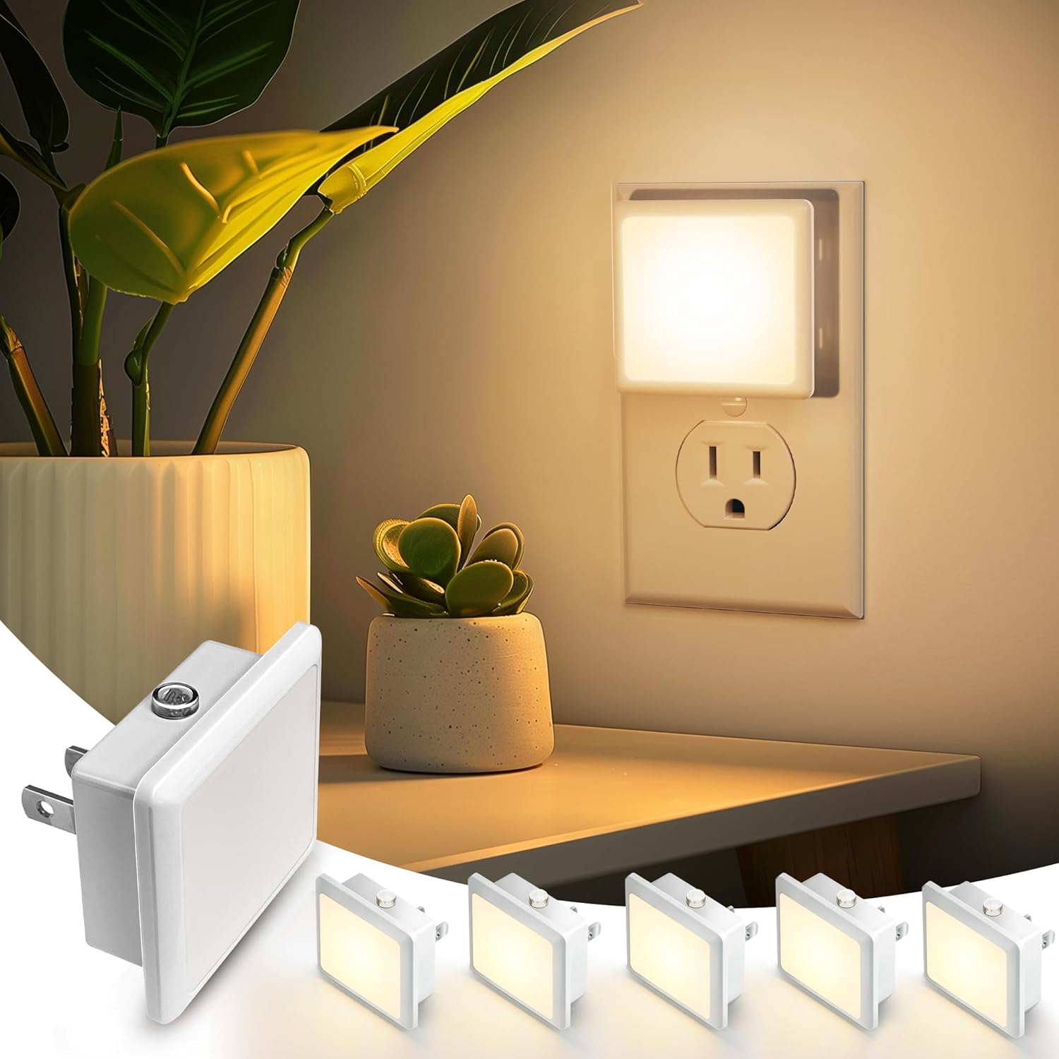 L LOHAS LED Night Lights Plug into Wall, [6-Pack] Plug in Night Light, Dusk-to-D...