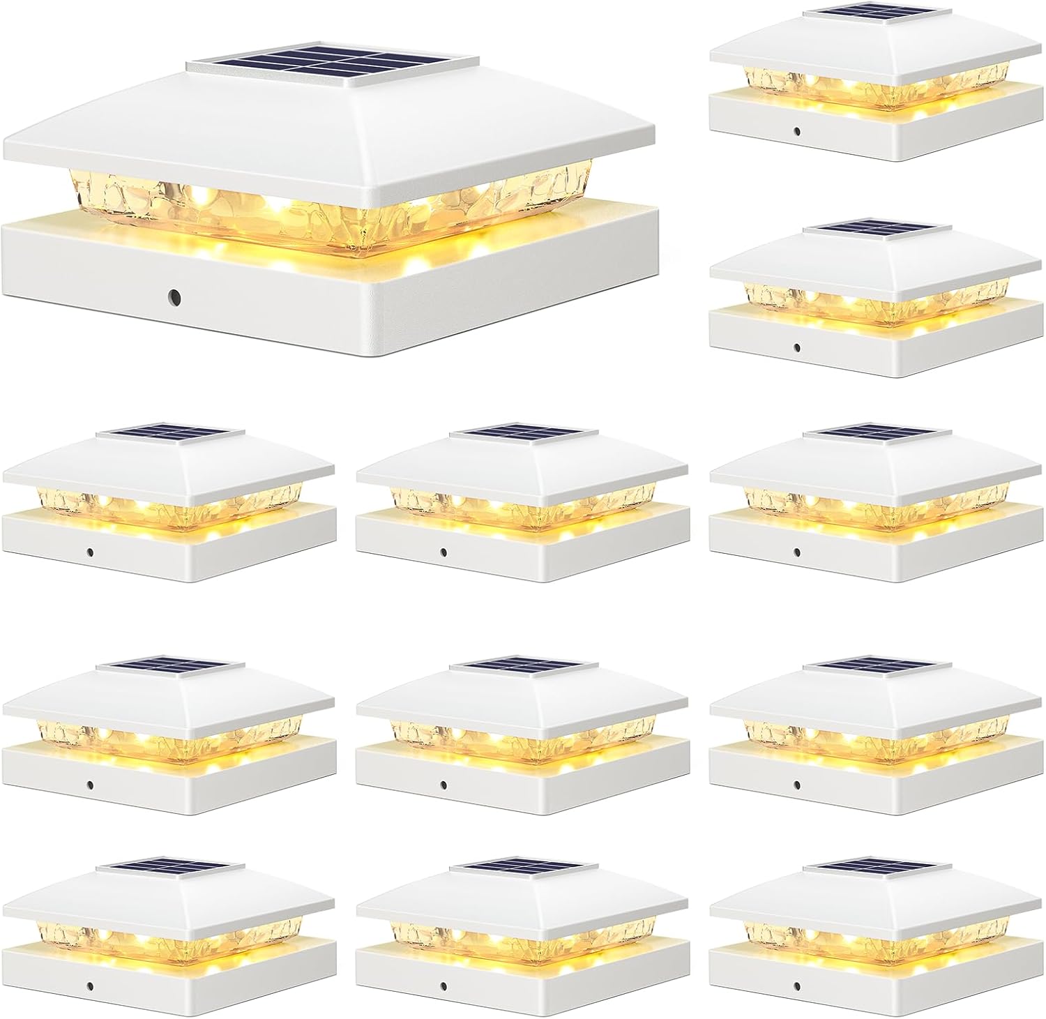 APONUO Fence Post Solar Lights,4x4 Post Solar Lights Warm White Outdoor Waterpro...