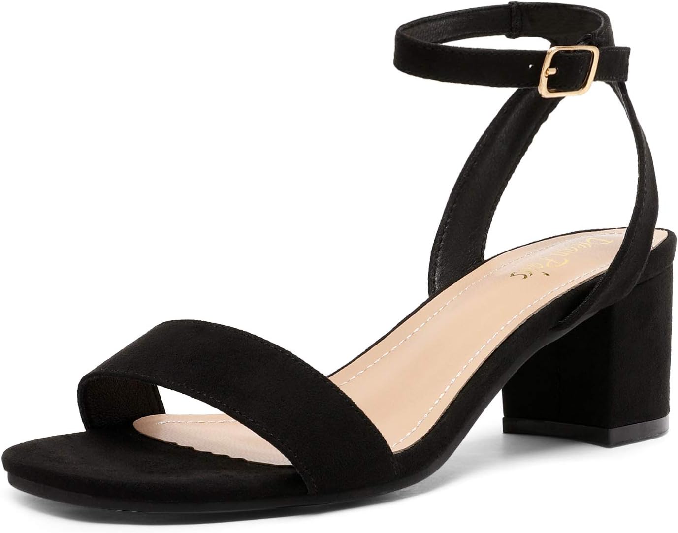 DREAM PAIRS Women's Open Toe Ankle Strap Low Block Chunky Heels Sandals Party Dr...