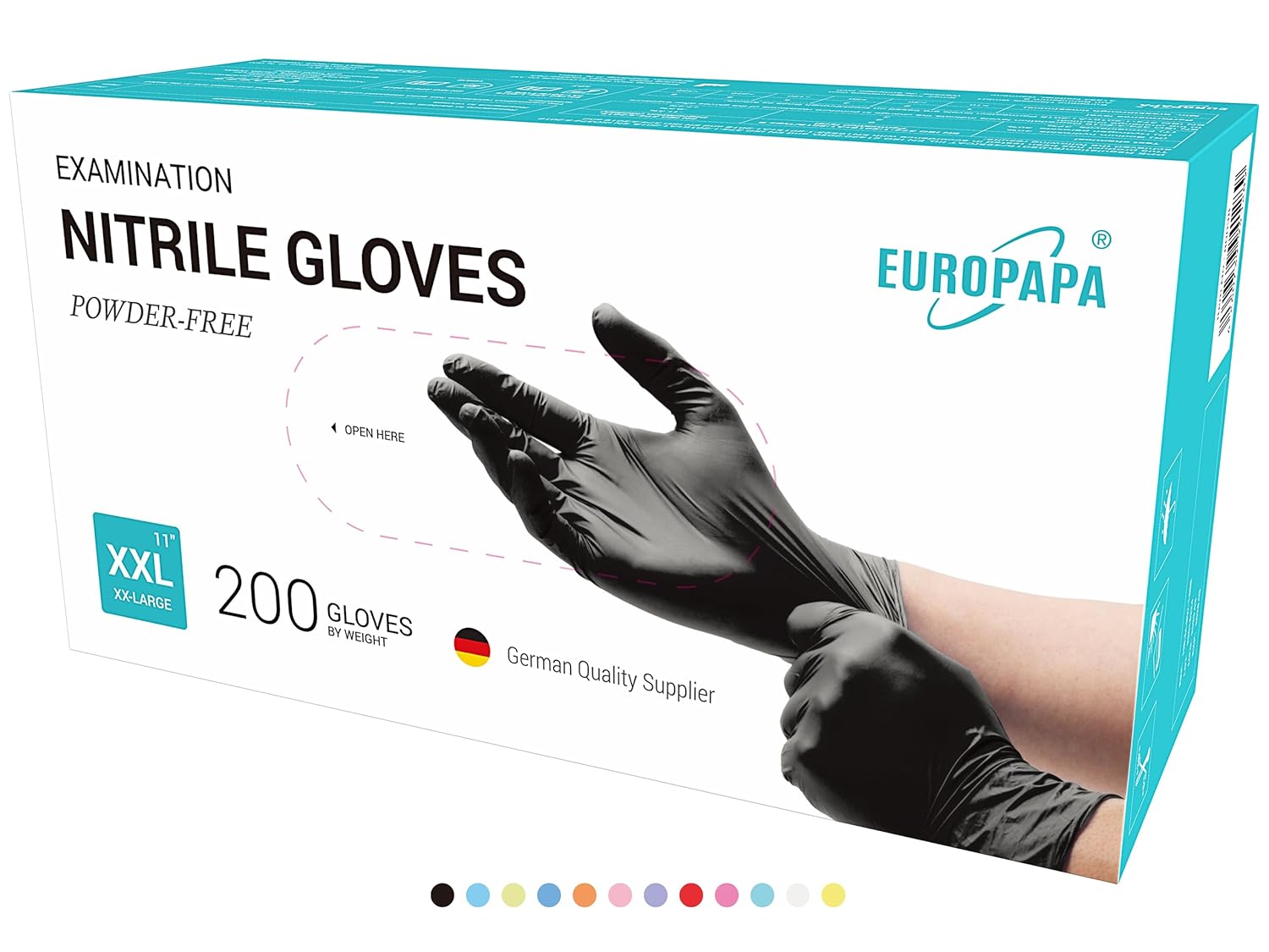 EUROPAPA 200x Nitrile Gloves Box Disposable Gloves, Disposable Gloves, Examinati...