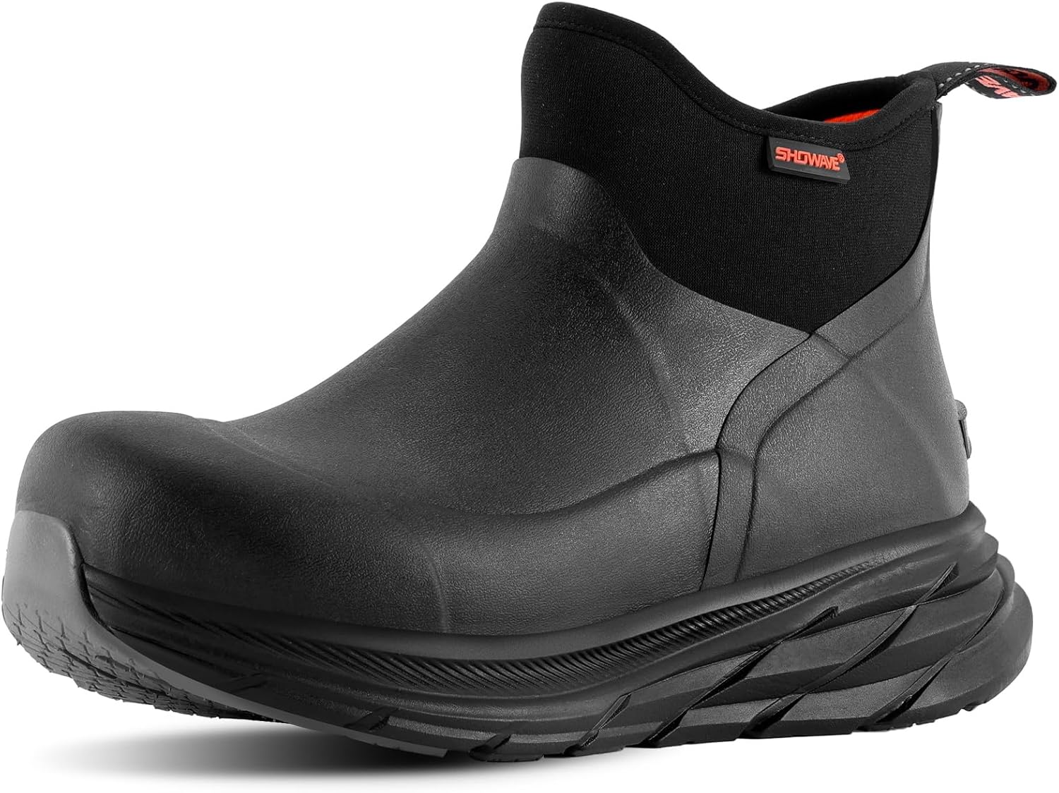 Showave Men's Rubber Rain Boots Lightweight Mud Booties Waterproof Non-slip Insu...