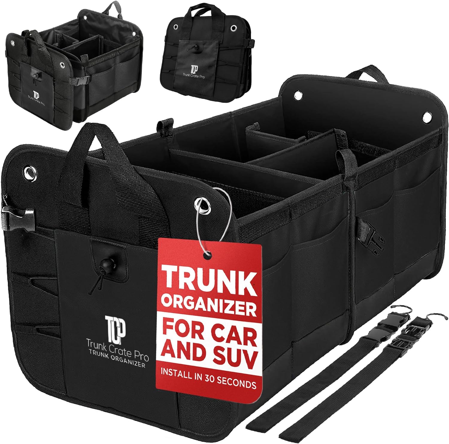 TRUNKCRATEPRO Trunk Organizer For Car, Suv, Truck | Premium Adjustable Multi Com...