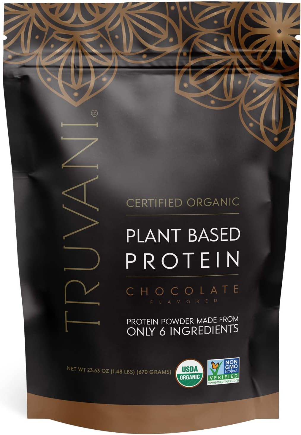 Truvani Vegan Pea Protein Powder | Chocolate | 20g Organic Plant Based Protein |...
