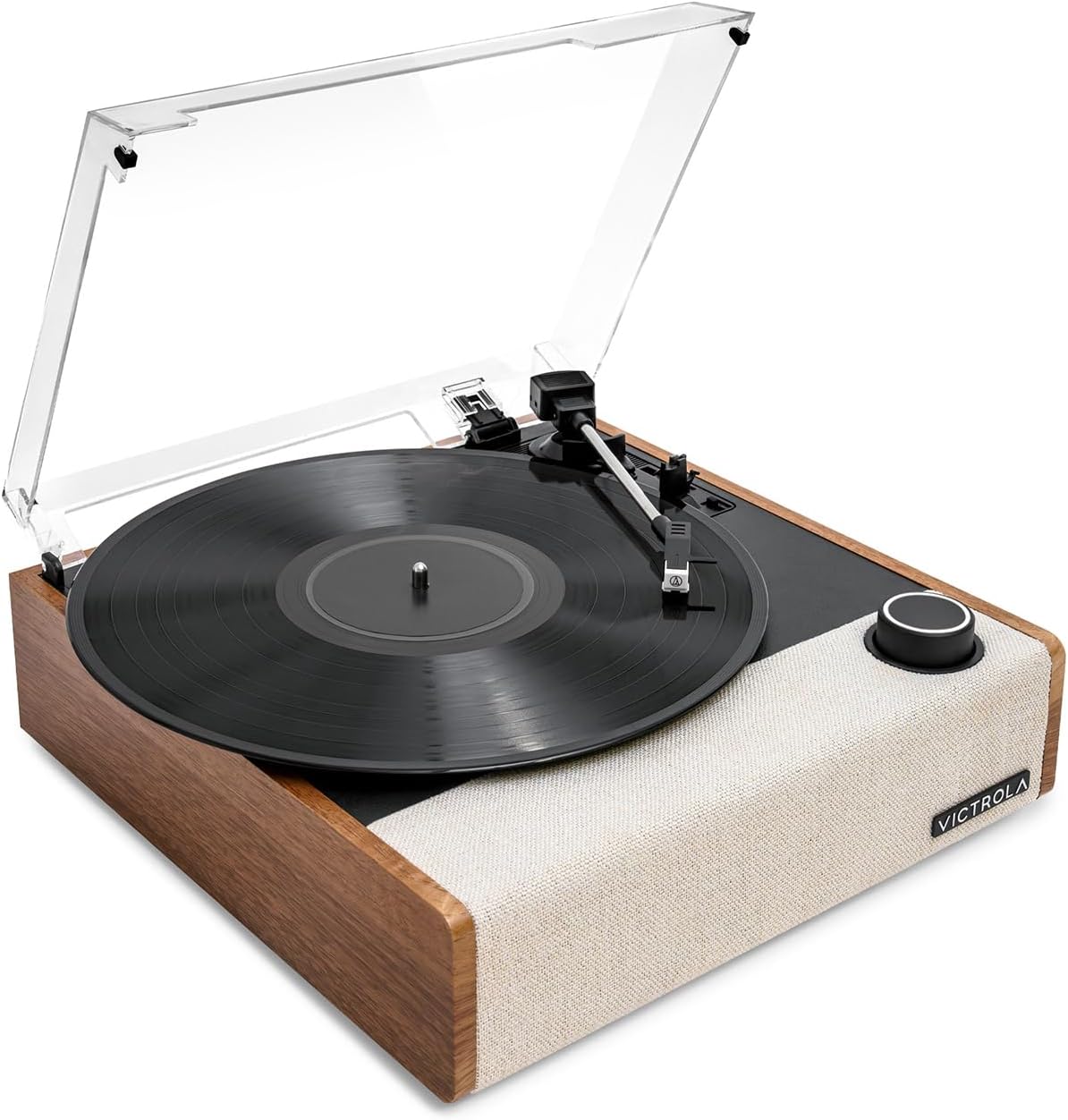 Victrola Eastwood II Record Player, Oak Finish Turntable with Speakers, Bluetoot...
