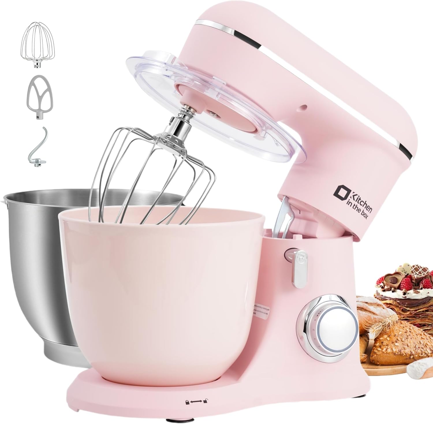Kitchen in the box Stand Mixer, 4.5L+5L Two Bowls Food Mixer for Baking, 10 Spee...
