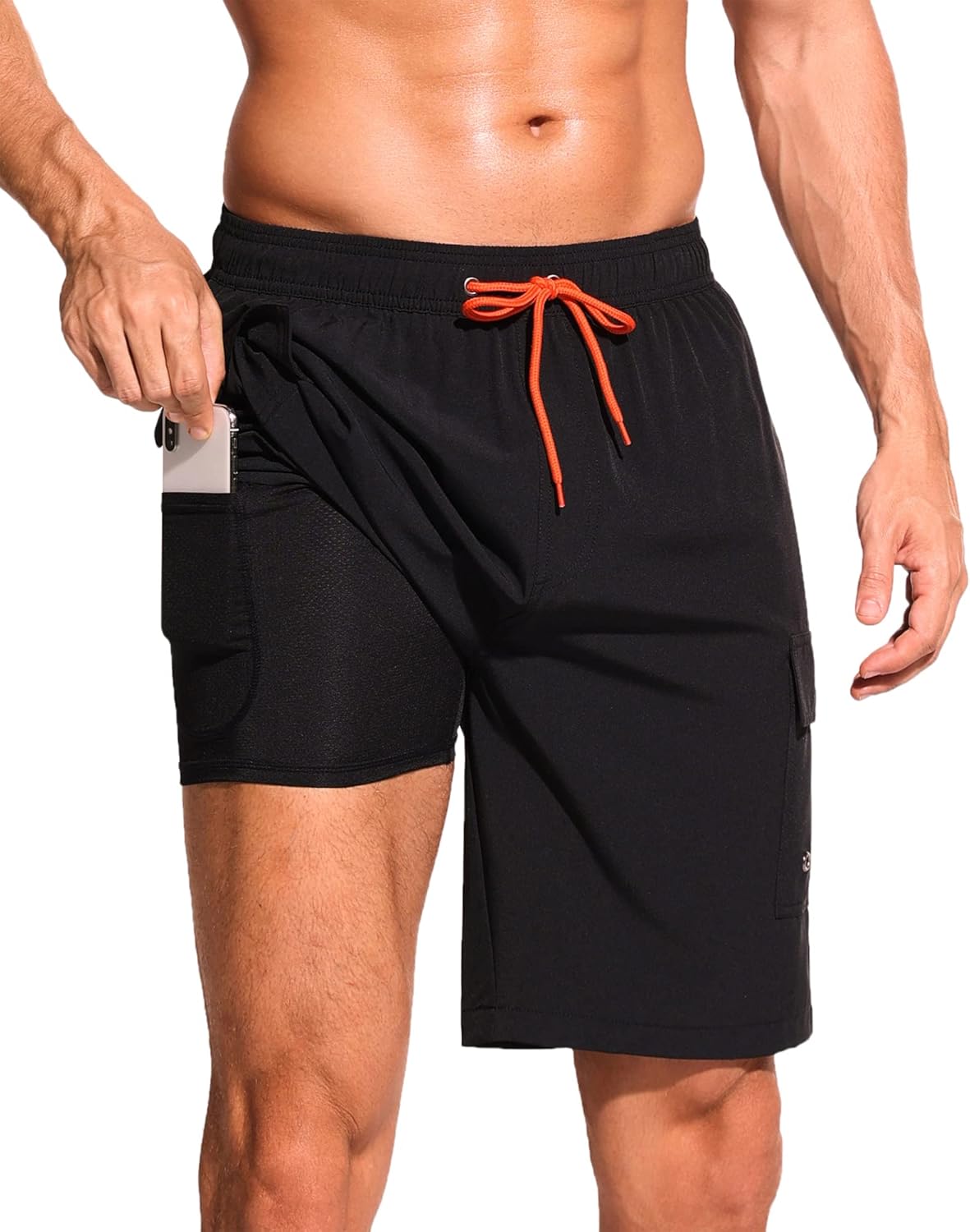 SILKWORLD Men's Swim Trunks with Compression Liner Quick Dry Bathing Suits 9 Inc...