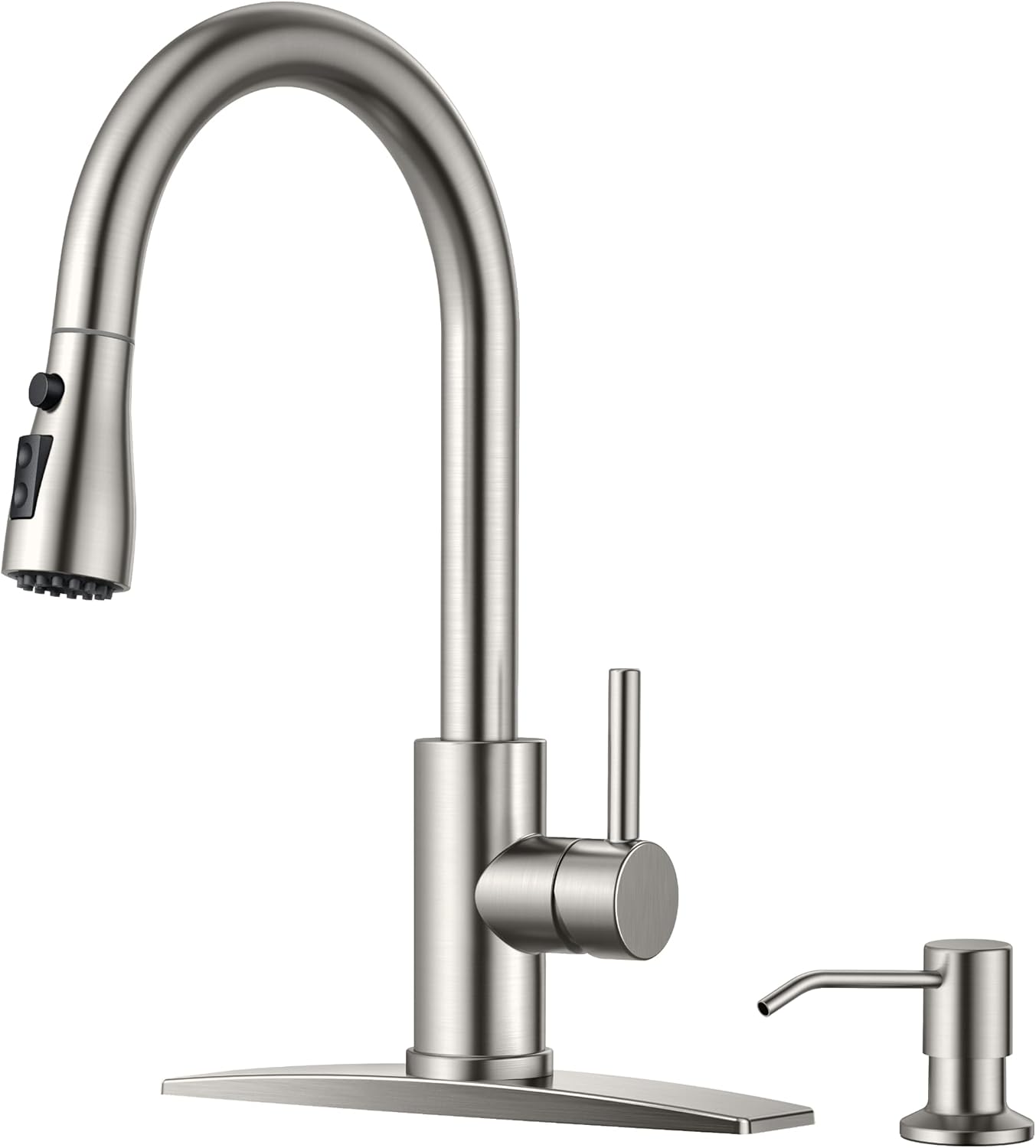 FORIOUS Kitchen Faucet with Soap Dispenser, Brushed Nickel Kitchen Faucets with...