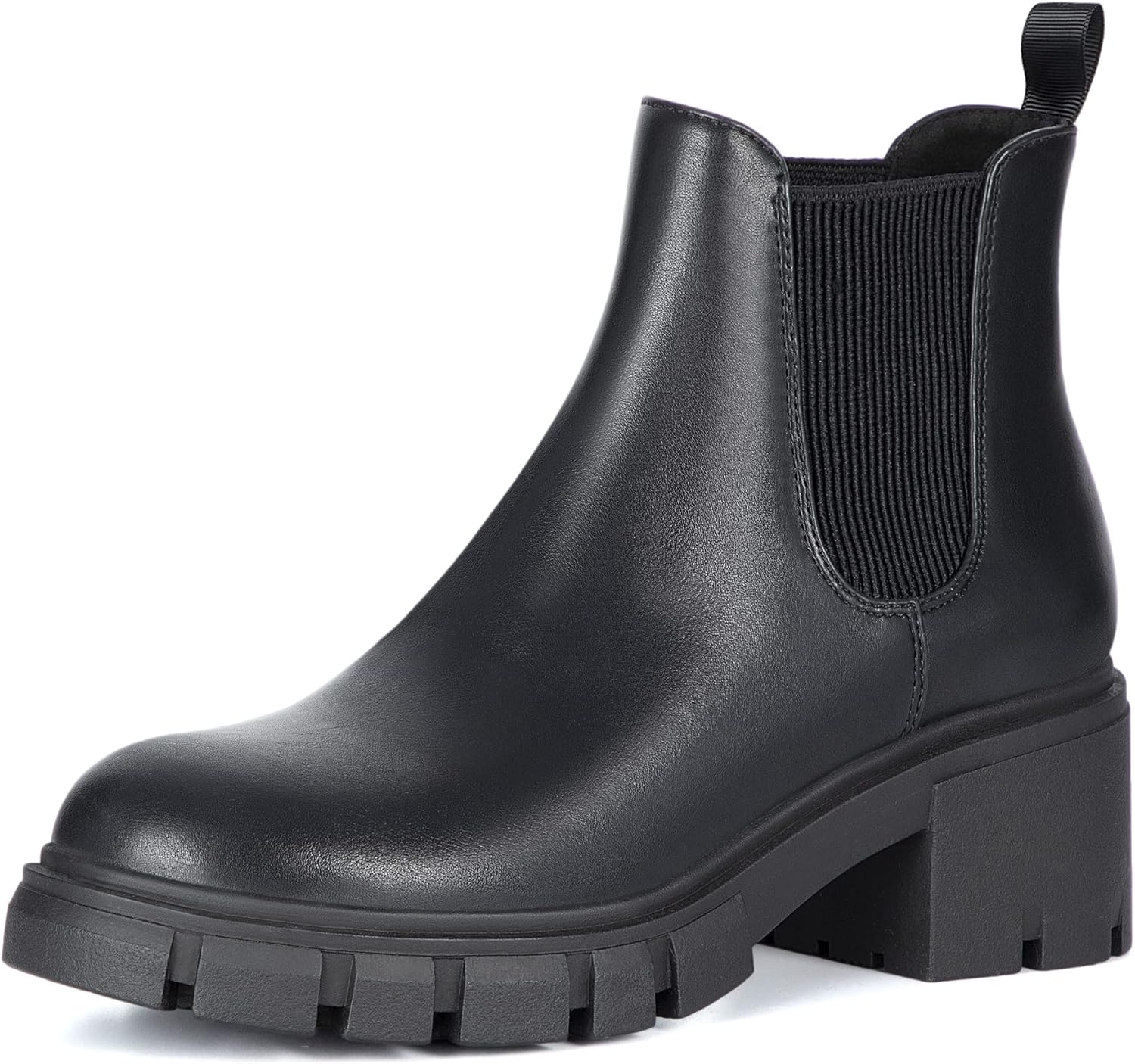 Athlefit Women's Chelsea Boots Fashion Lug Sole Chunky Heel Slip on Elastic Ankl...