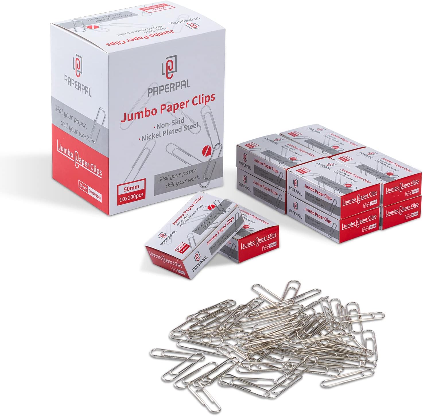 PAPERPAL Jumbo Paper Clips Nonskid, 1000 Large Paper Clips (10 Boxes of 100 Each...