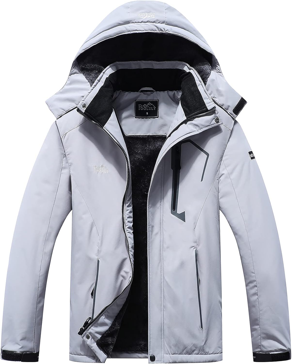 Pooluly Men's Ski Jacket Warm Winter Waterproof Windbreaker Hooded Raincoat Snow...