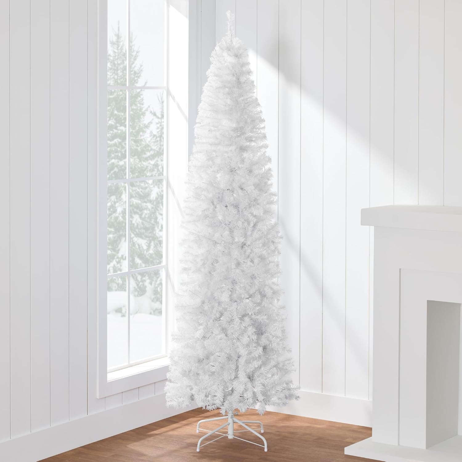 Best Choice Products White Pencil Christmas Tree 6ft Unlit Slim Decoration Witho...