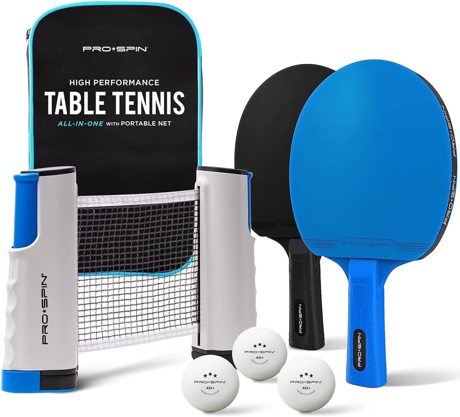 PRO SPIN Portable Table Tennis Set | Premium All-in-One Kit with Retractable Tab...
