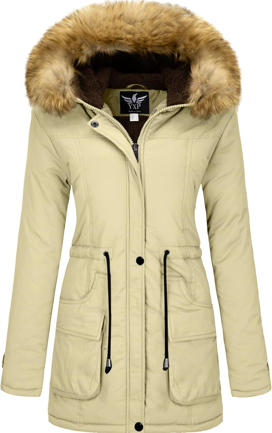 YXP Women's Winter Thicken Military Parka Jacket Warm Fleece Cotton Coat with Fu...