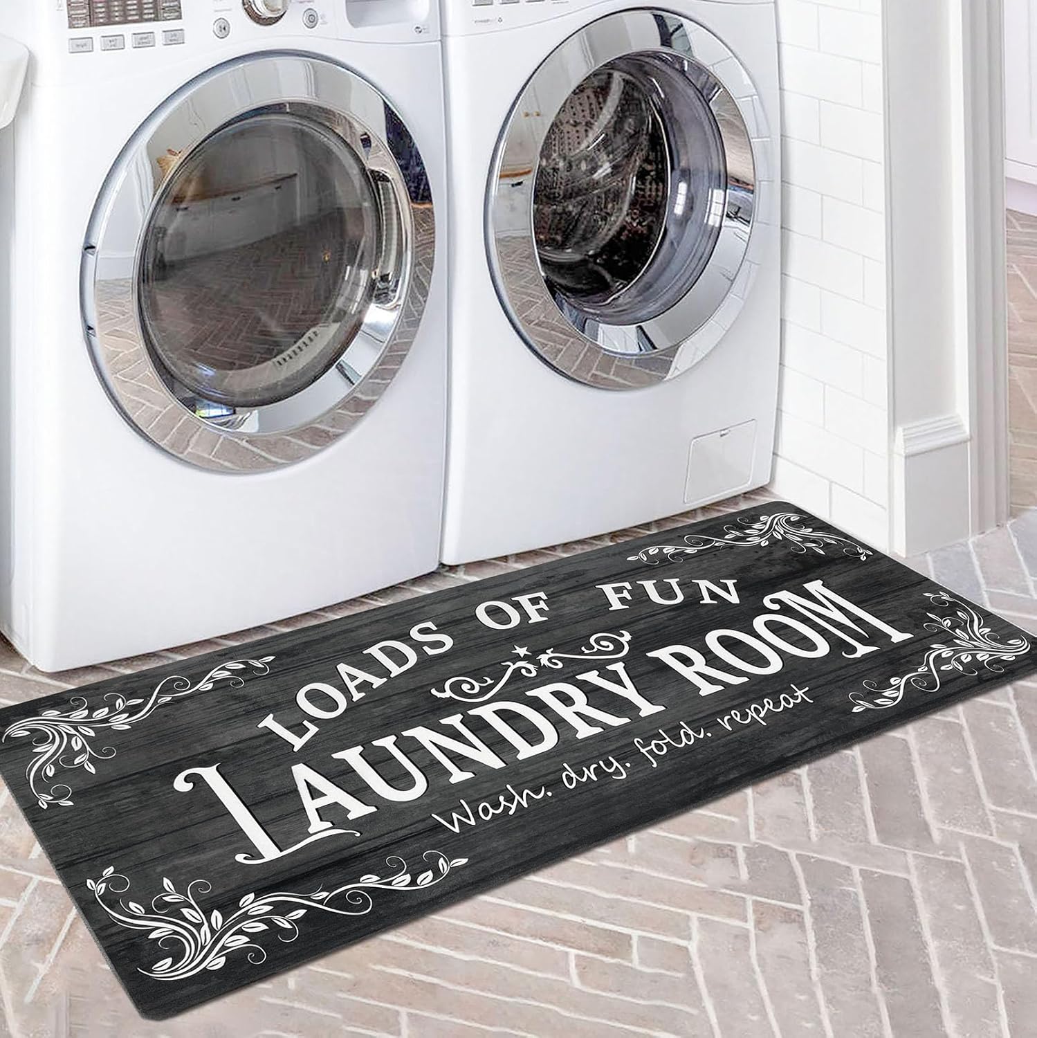 Laundry Room Rug Runner 20"x48" Non Slip Waterproof Laundry Mats for Laundry Roo...