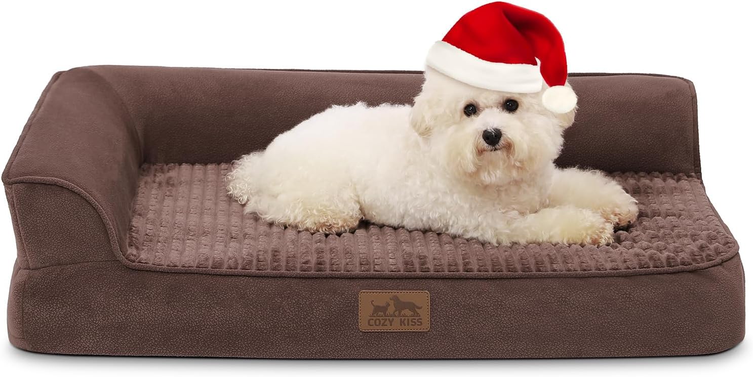 Orthopedic Dog Bed for Small Dogs,Waterproof Dog Sofa Beds with Sides, Supportiv...