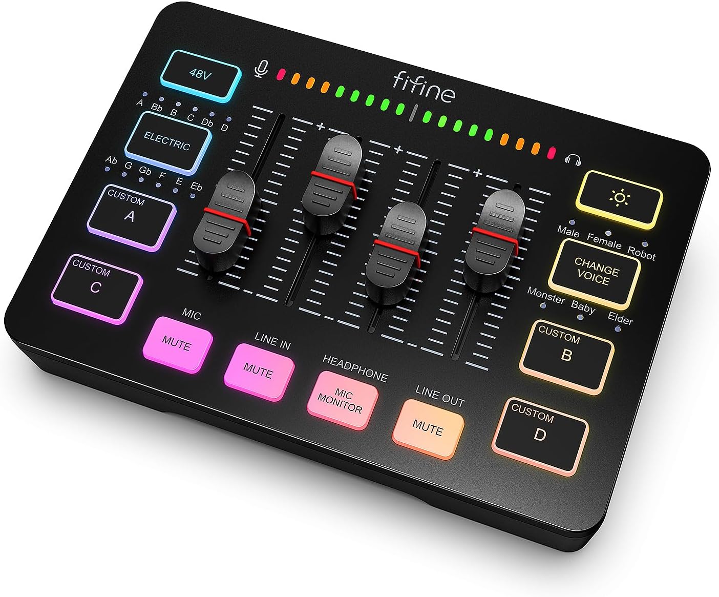 FIFINE Gaming Audio Mixer, Streaming RGB PC Mixer with XLR Microphone Interface,...