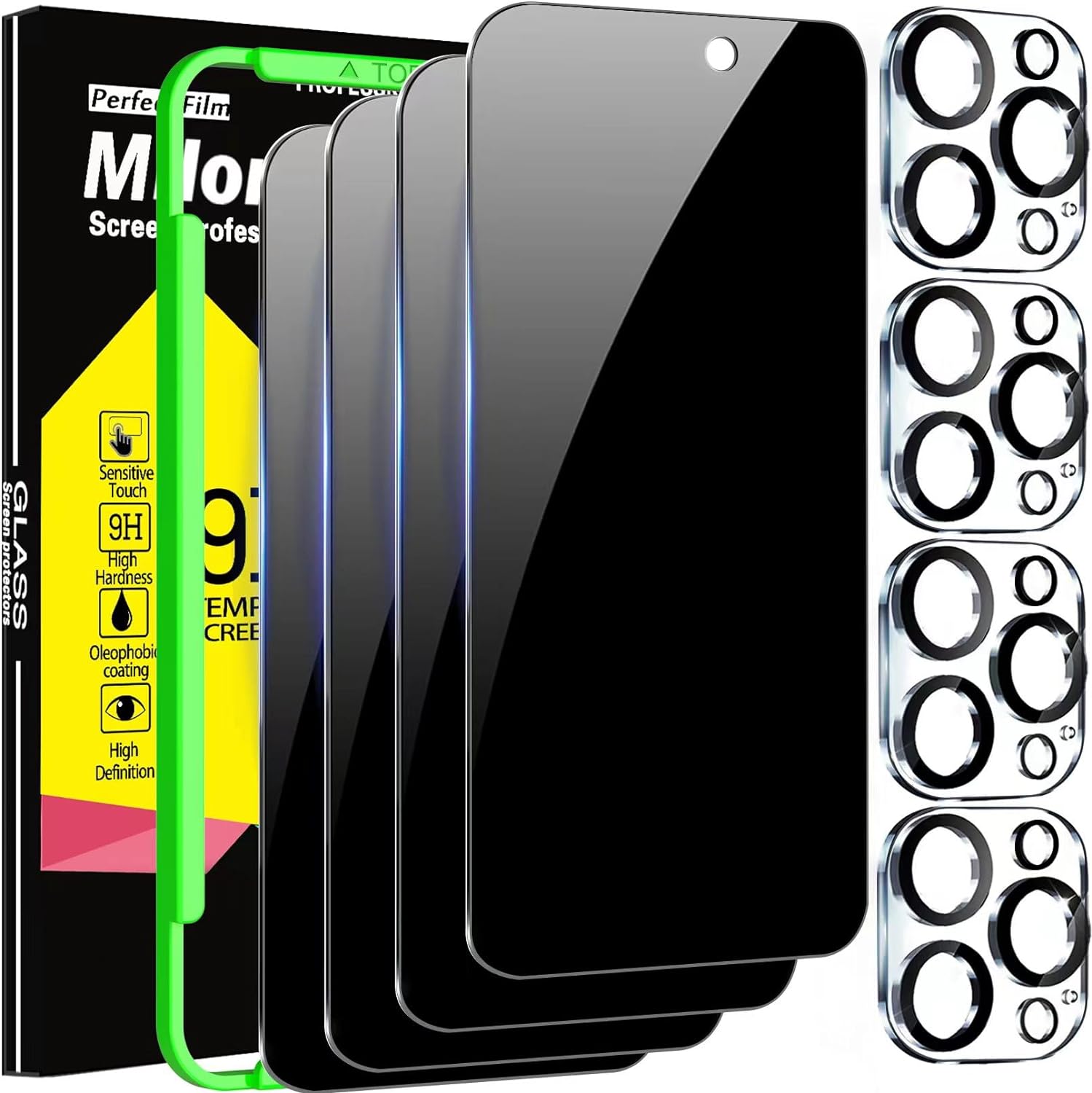 Milomdoi 4 Pack Privacy Screen Protector for Apple iPhone 15 Pro Max with 4 Pack...