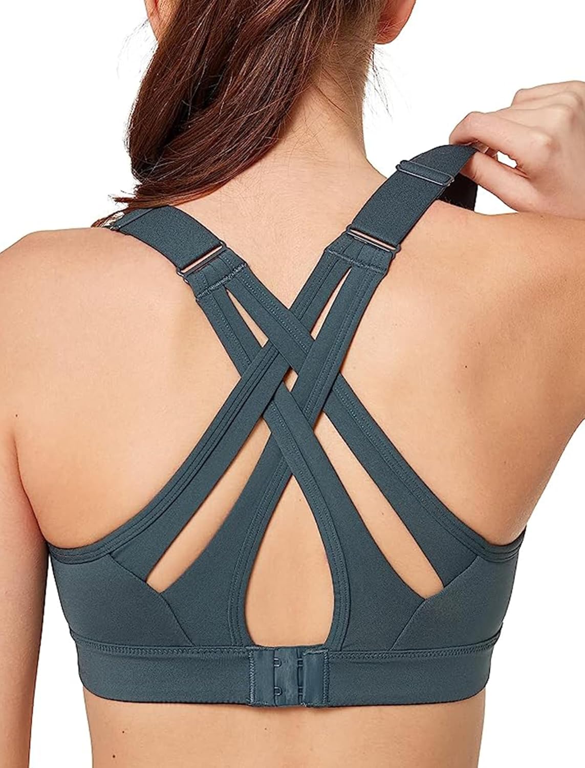 Yvette Sports Bra High Impact Adjustable Criss Cross Back, Full Support for Larg...