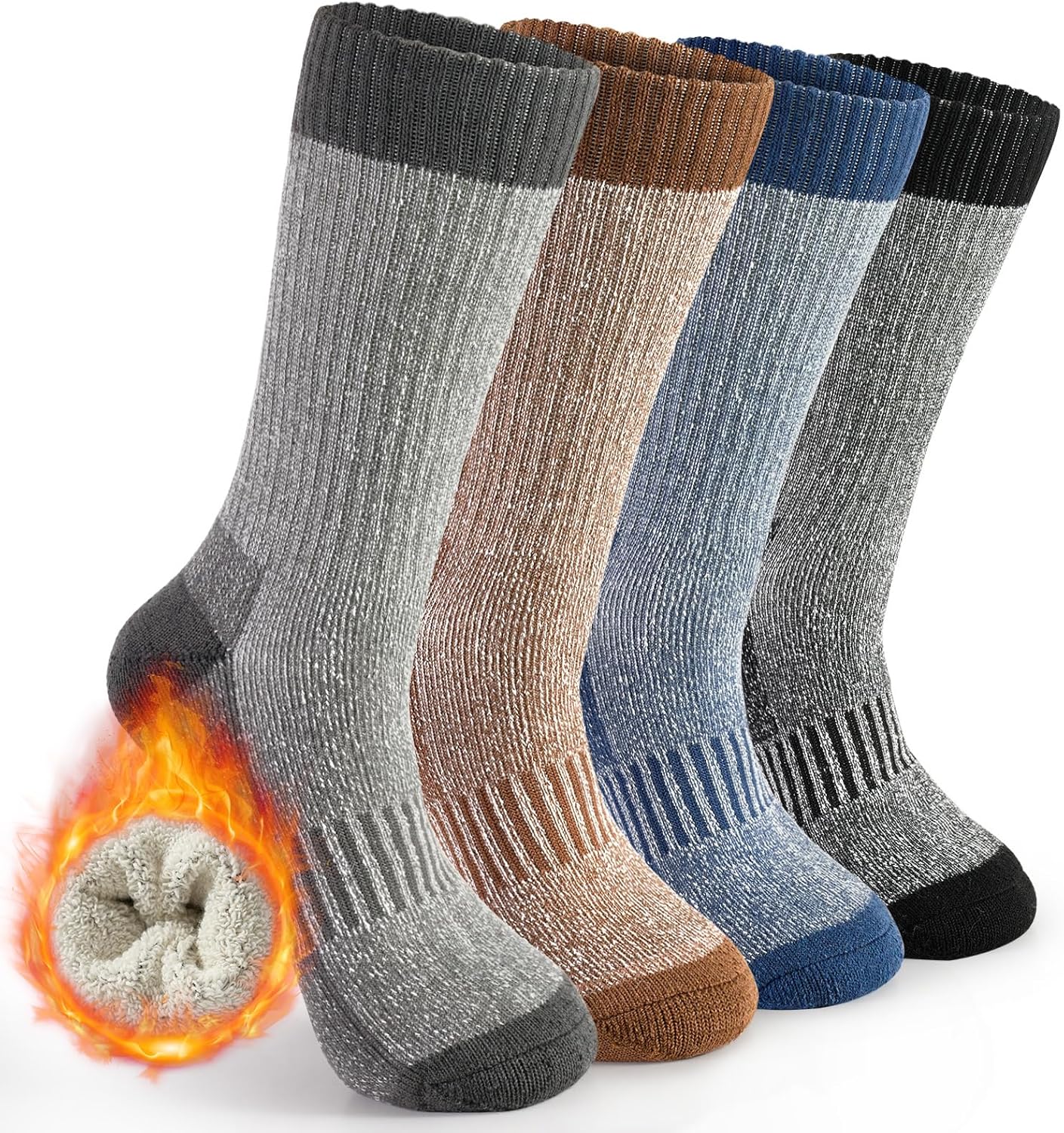 QonLou Thermal Socks for Mens - Gift for Women - Mens Socks 9-12 Multipack - Thi...