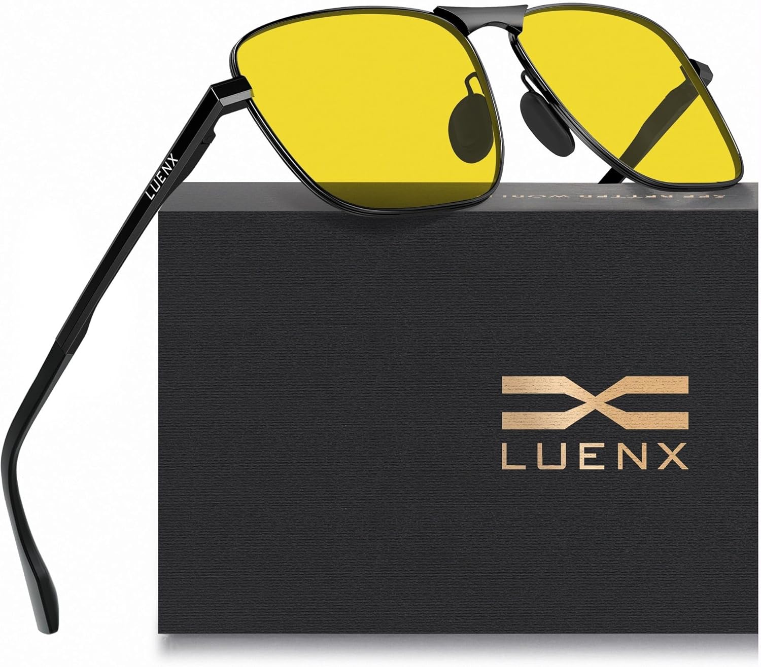 LUENX Rectangular Polarized Aviator Sunglasses for Men Retro Pilot Shades Drivin...