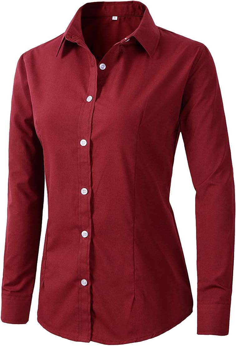 Beninos Women's Formal Work Wear White Simple Shirt Small Burgundy