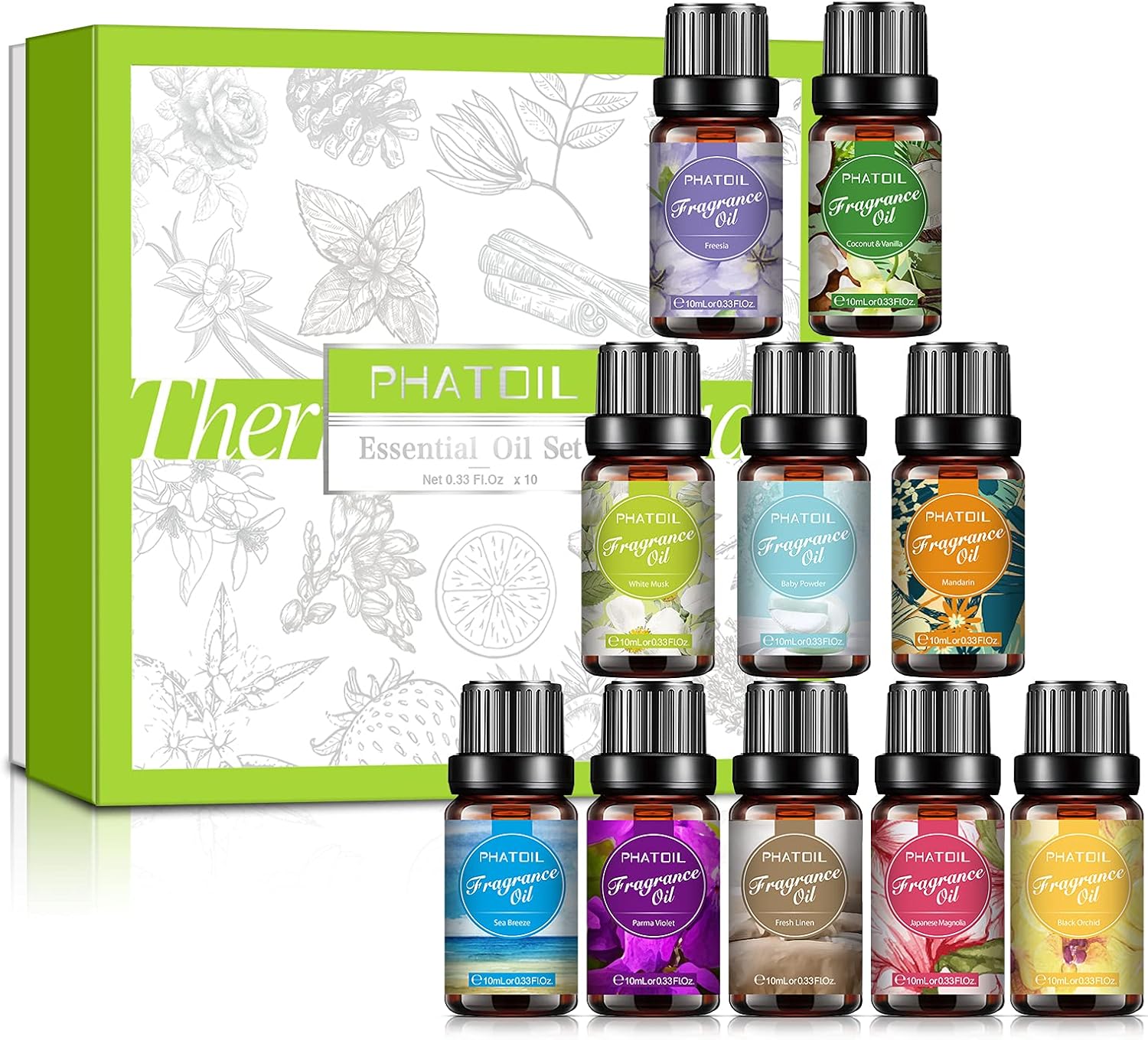 PHATOIL Fragrance Oils for Soap Making -10 Scented Oil White Musk, Coconut&Vanil...