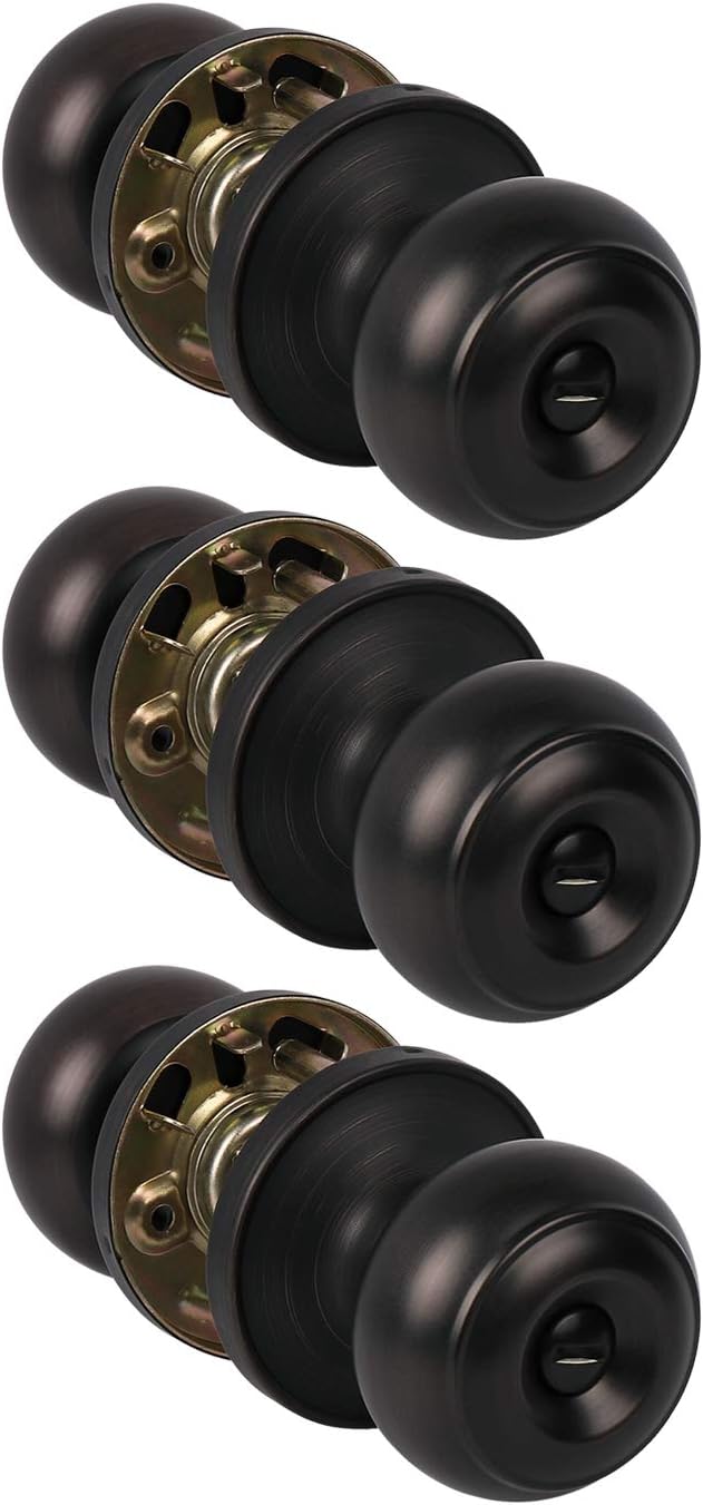 KNOBWELL 3 Pack Privacy Door Knobs with Lock for Bedroom/Bathroom, Keyless Inter...