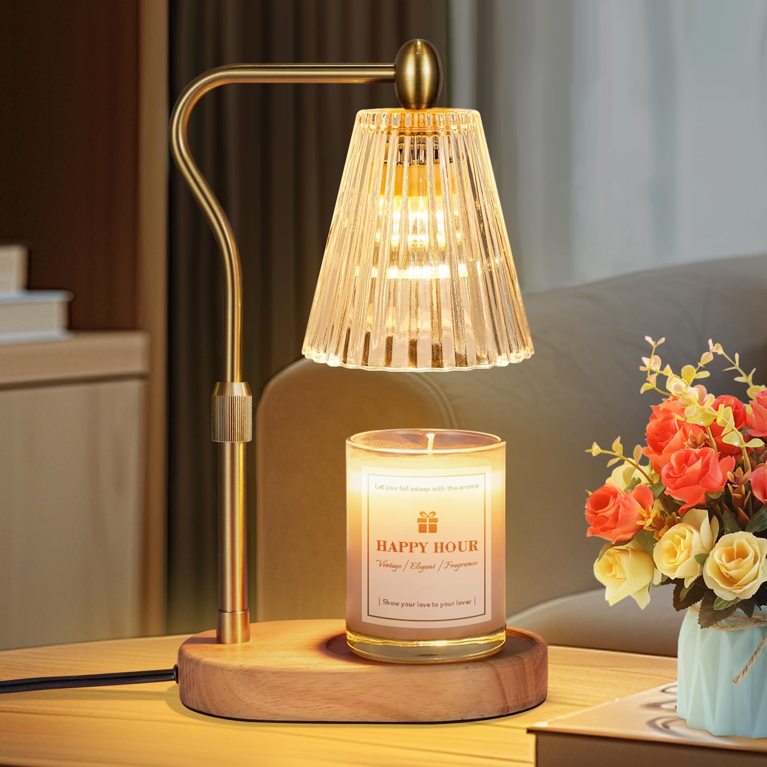 Loowoko Candle Warmer Lamp with Timer Dimmer, Adjustable Height, Electric Wax Wa...