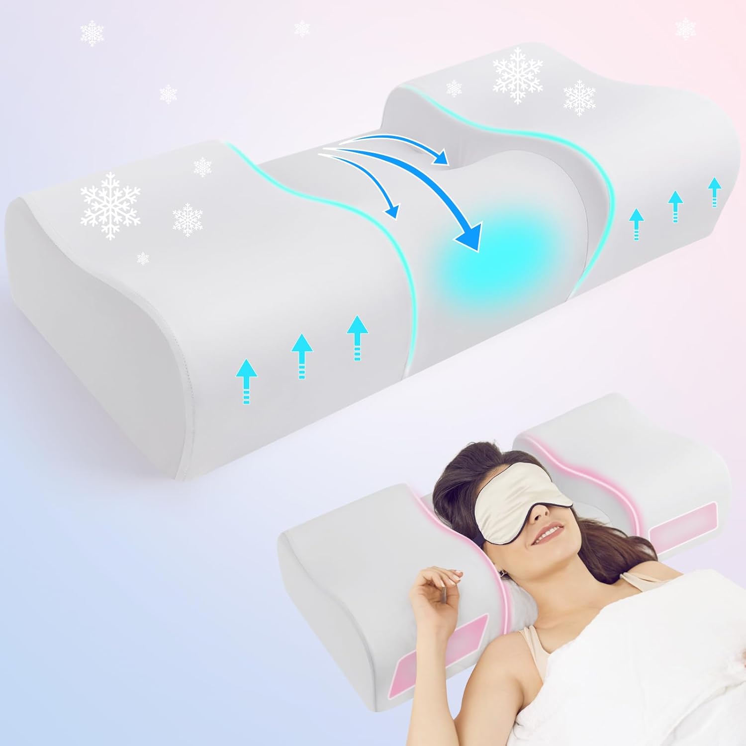 Anti Wrinkle Ergonomic Back Sleep Training Pillow: Cervical Memory Foam Anti Agi...