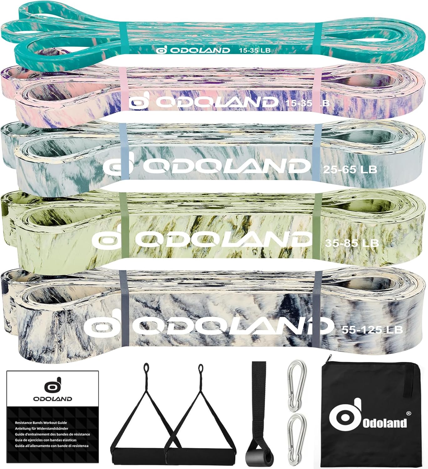 Odoland 5 Packs Pull Up Assist Bands, Pull Up Straps, Resistance Bands with Door...