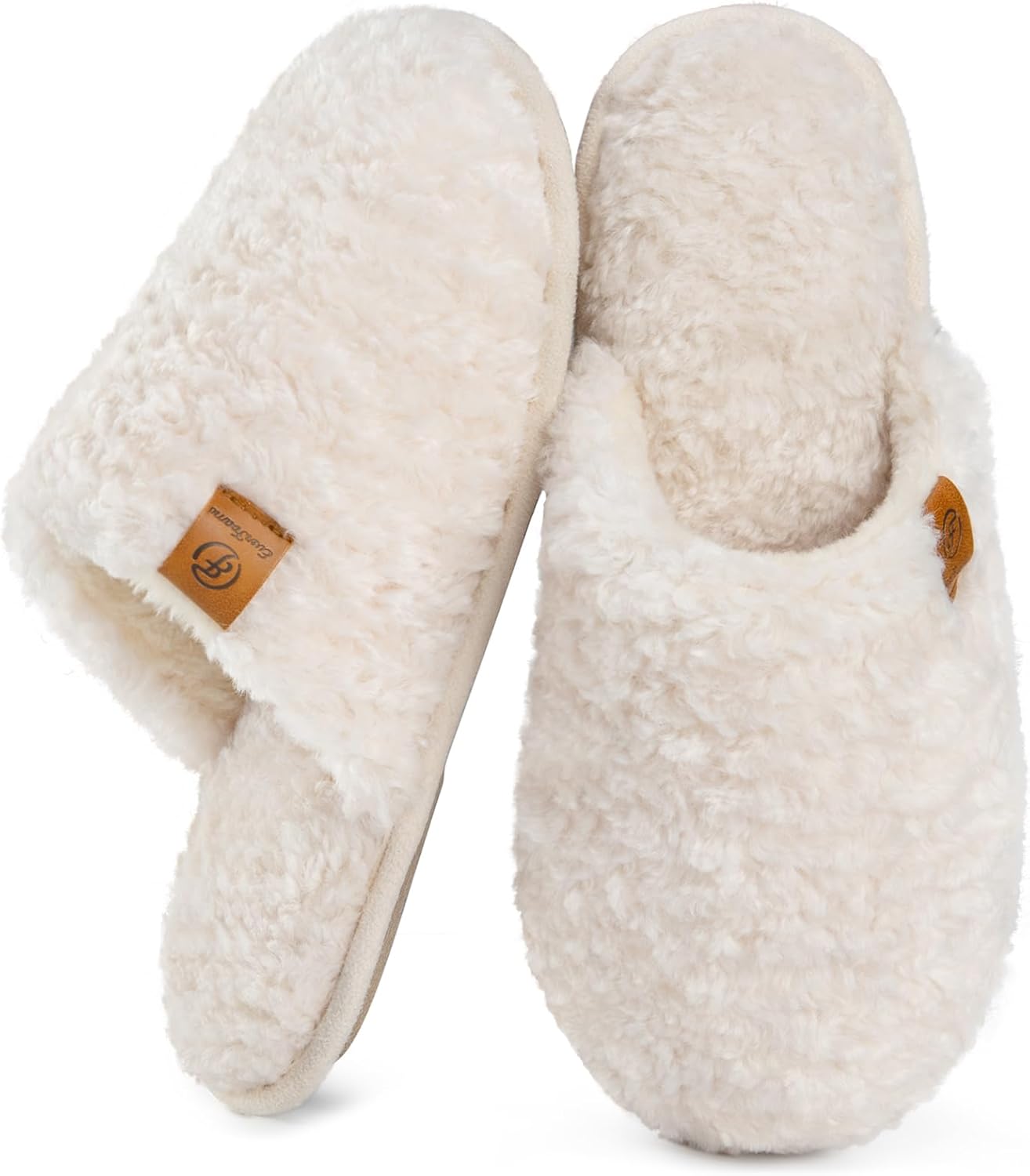 EverFoams Women's Fuzzy Slip-on Slippers Warm Cozy Soft Lightweight Memory Foam...