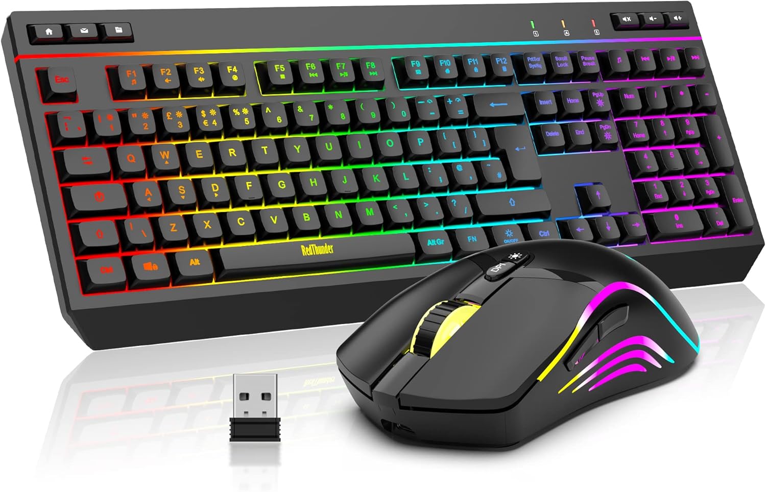 RedThunder K20 Wireless Keyboard and Mouse Combo, UK Layout Full Size Keyboard w...