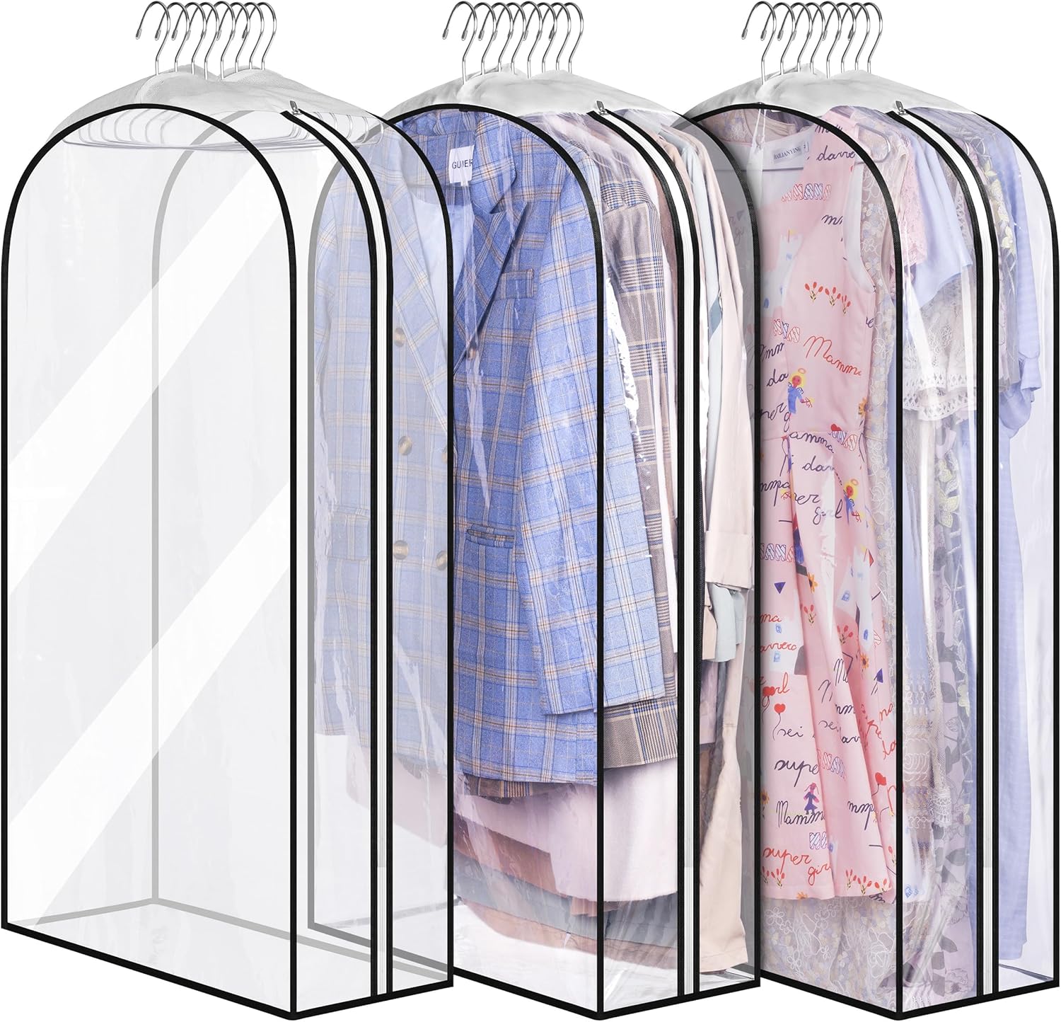 MISSLO 10" Gusseted All Clear Garment Bags , 40" Suit Bags for Closet Storage Ha...
