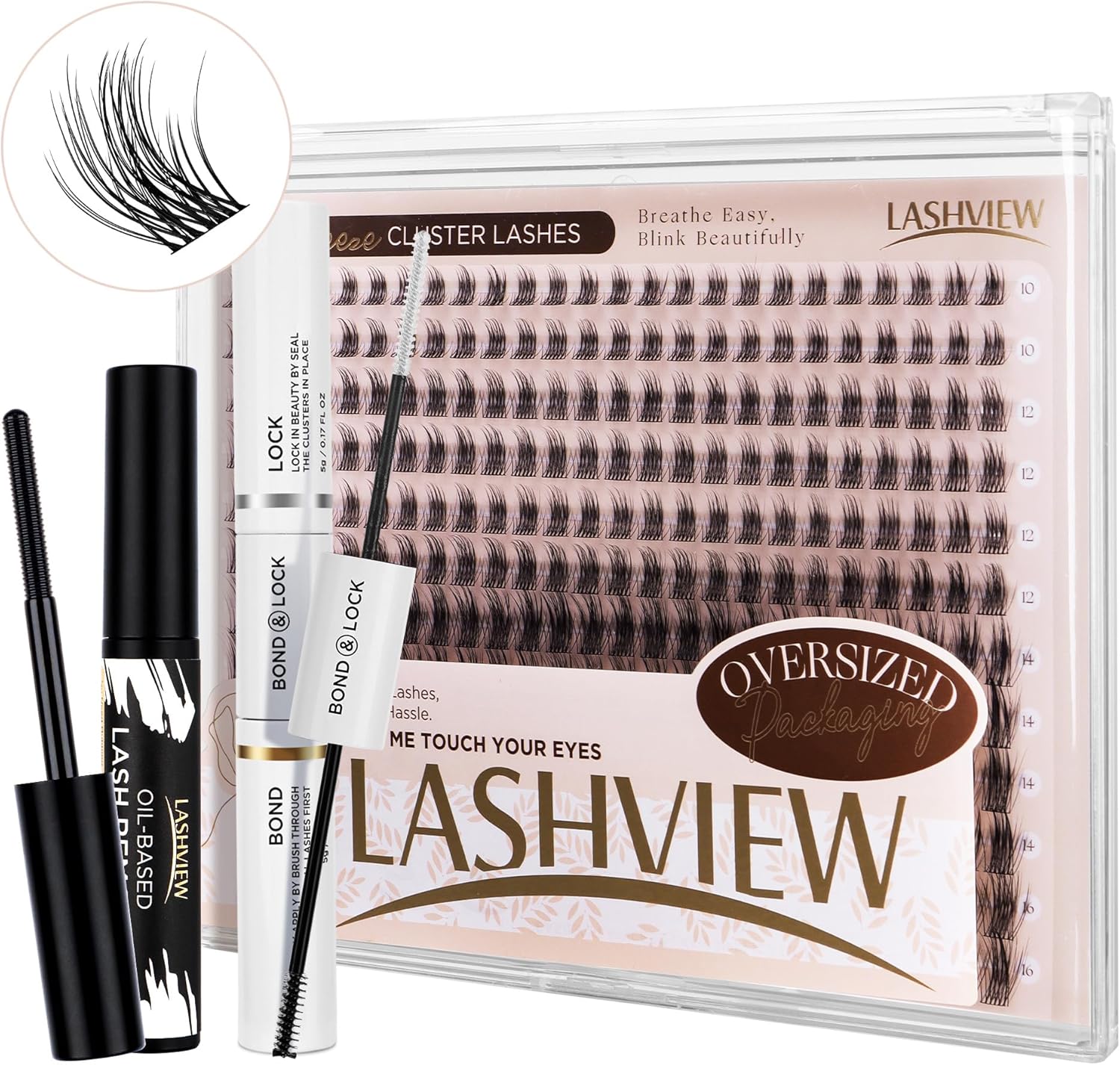 LASHVIEW Cluster Lashes 300 Pcs DIY Cluster Eyelash Extensions Natural Look Supe...