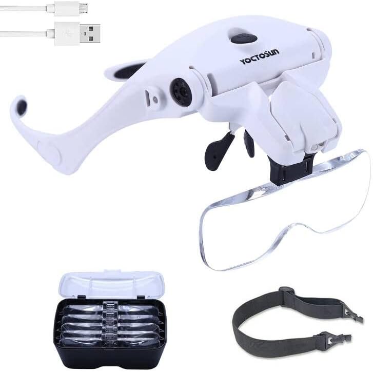 YOCTOSUN LED Head Magnifier, Rechargeable Hands Free Headband Magnifying Glasses...