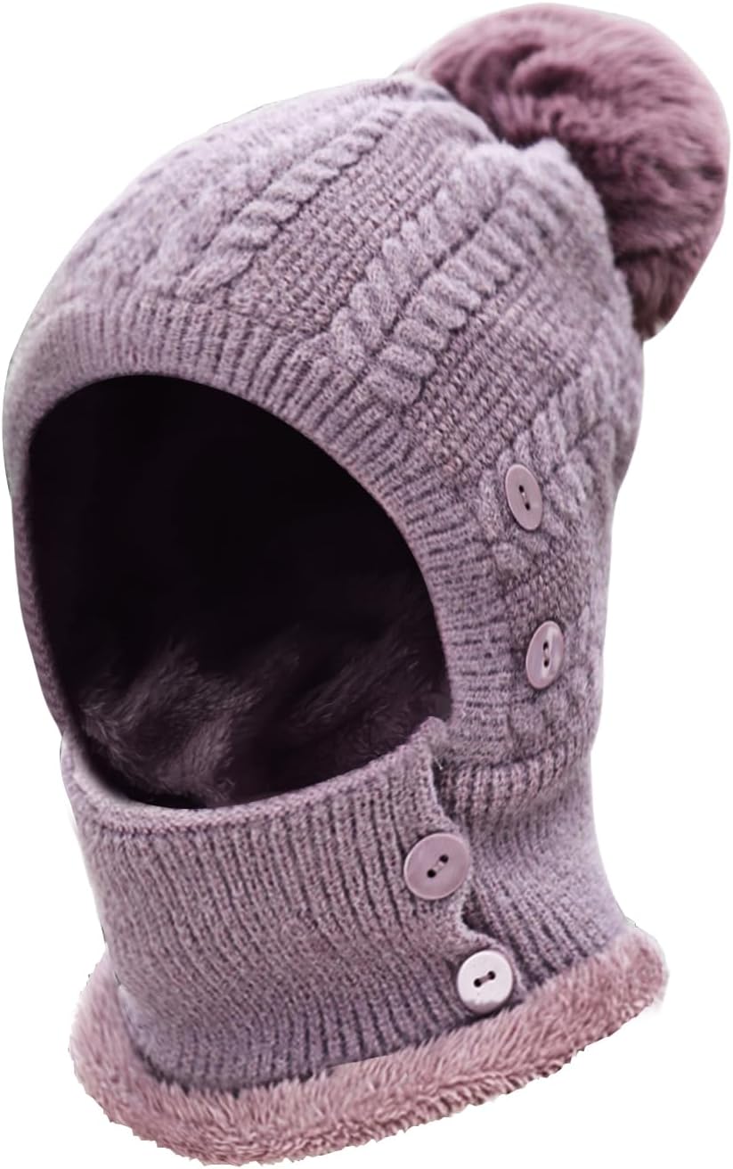 TAGVO Winter Warm Knitted Cap＆Neck Warmer Sets,Flexible Knit beanie Hat With Ha...