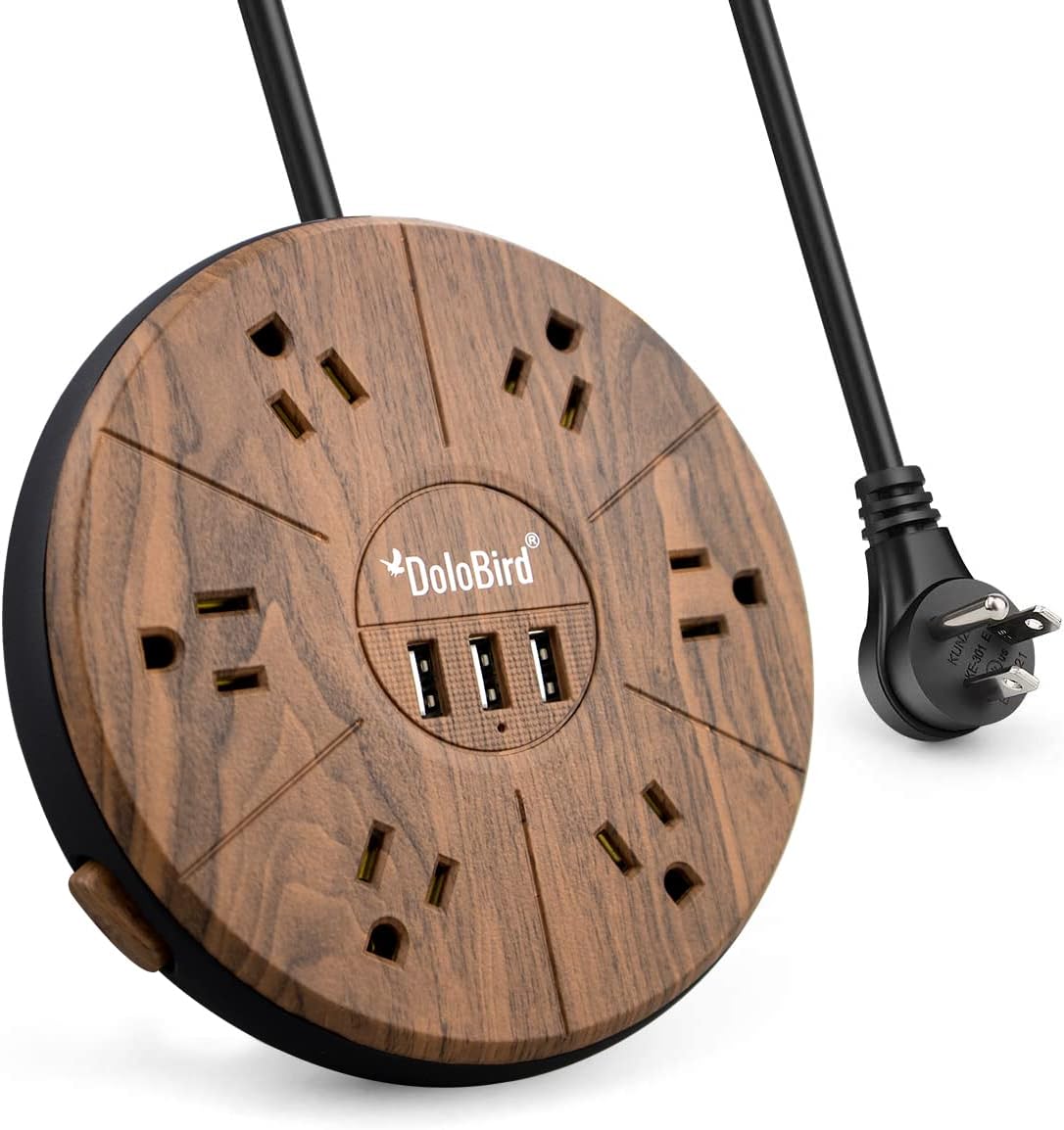 Power Strip 6 AC outlets with 3 USB Ports Charging Station Extension Cord Right...