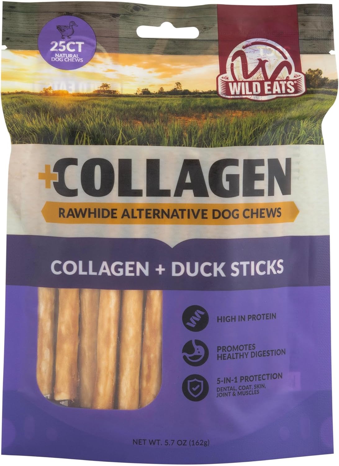 Real Duck Collagen Sticks for Dogs (25 Pack,5 Inch) Long Lasting Dog Chews No Hi...