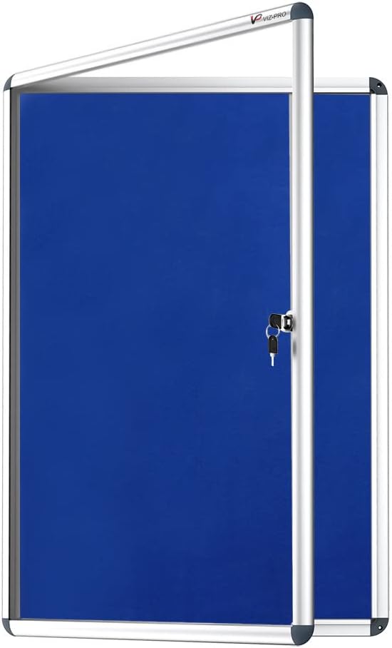 VIZ-PRO Tamperproof Lockable Noticeboard Class 1 Aluminium Framed 36x24 Inches B...