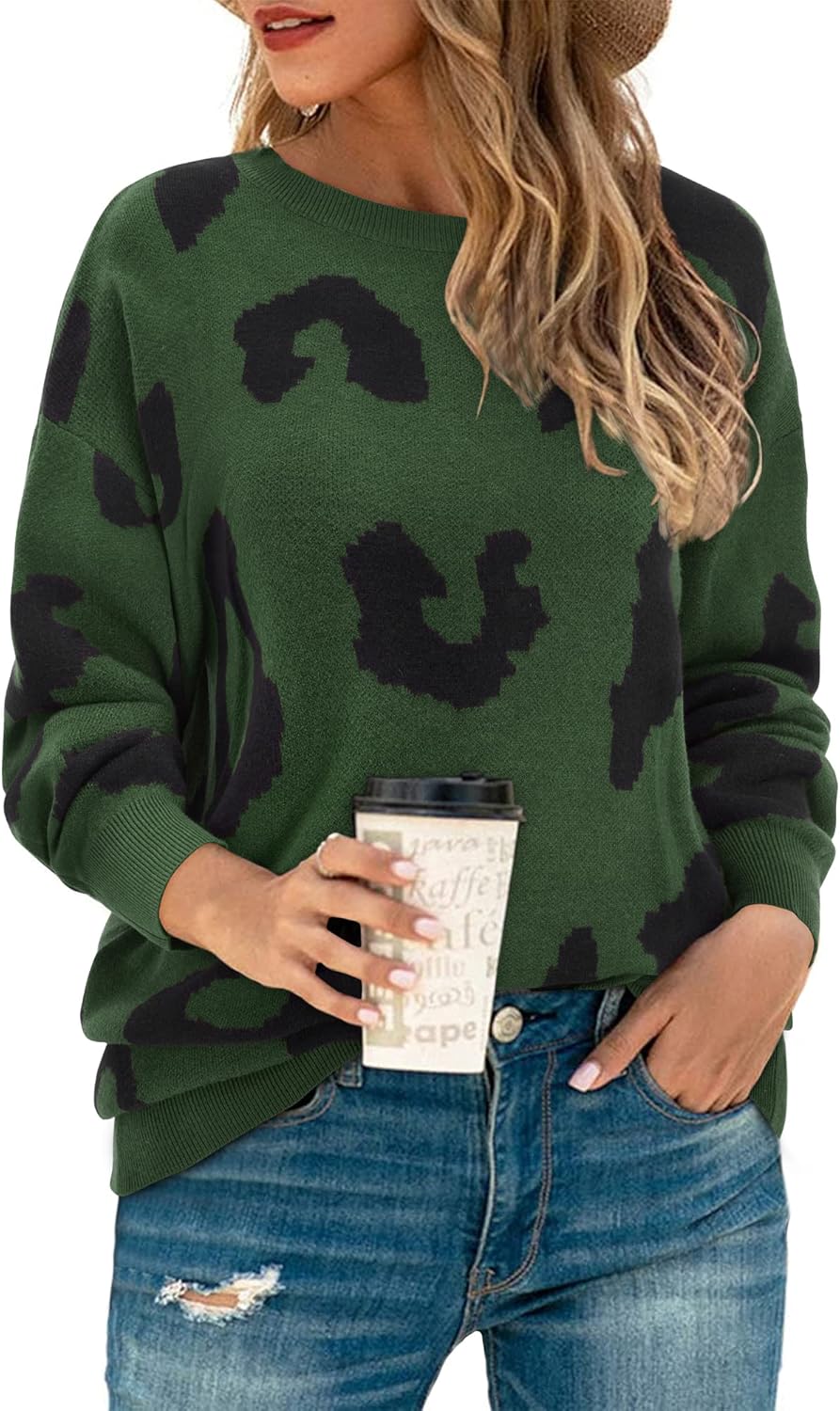 LAISHEN Women's Sweaters Fall 2023 Casual Long Sleeve Cable Knit Sweater Loose T...