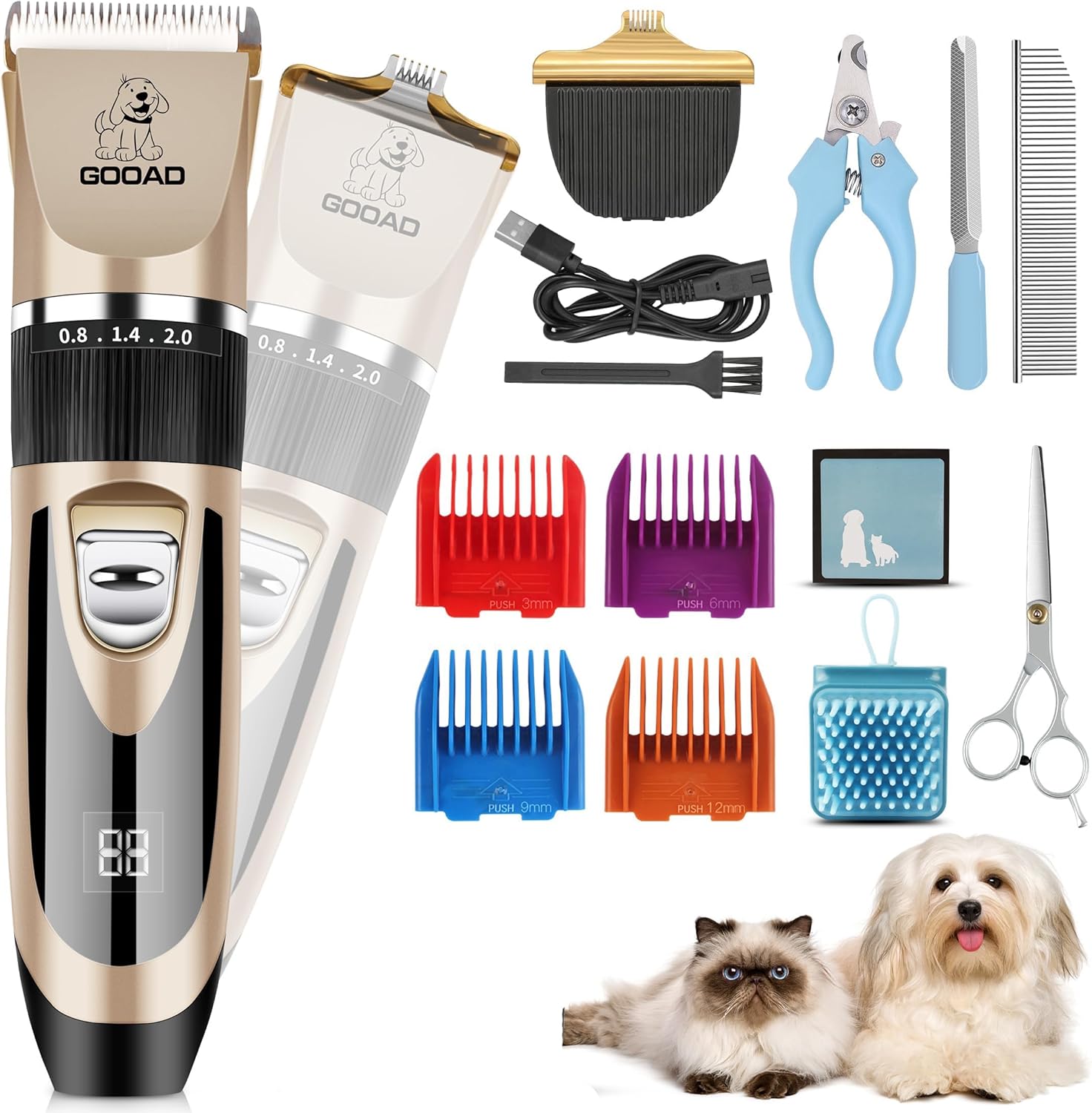 Dog Clippers Grooming Kit and Paw Trimmer,Low Noise,Electric Quiet,Rechargeable,...
