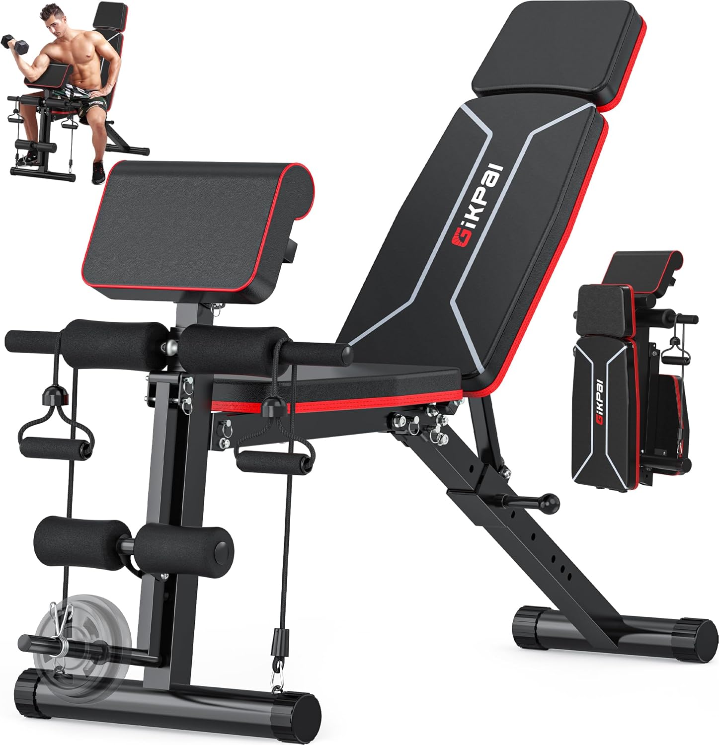 GIKPAL Adjustable Weight Bench - Workout Bench Press for Home Gym, Foldable Incl...