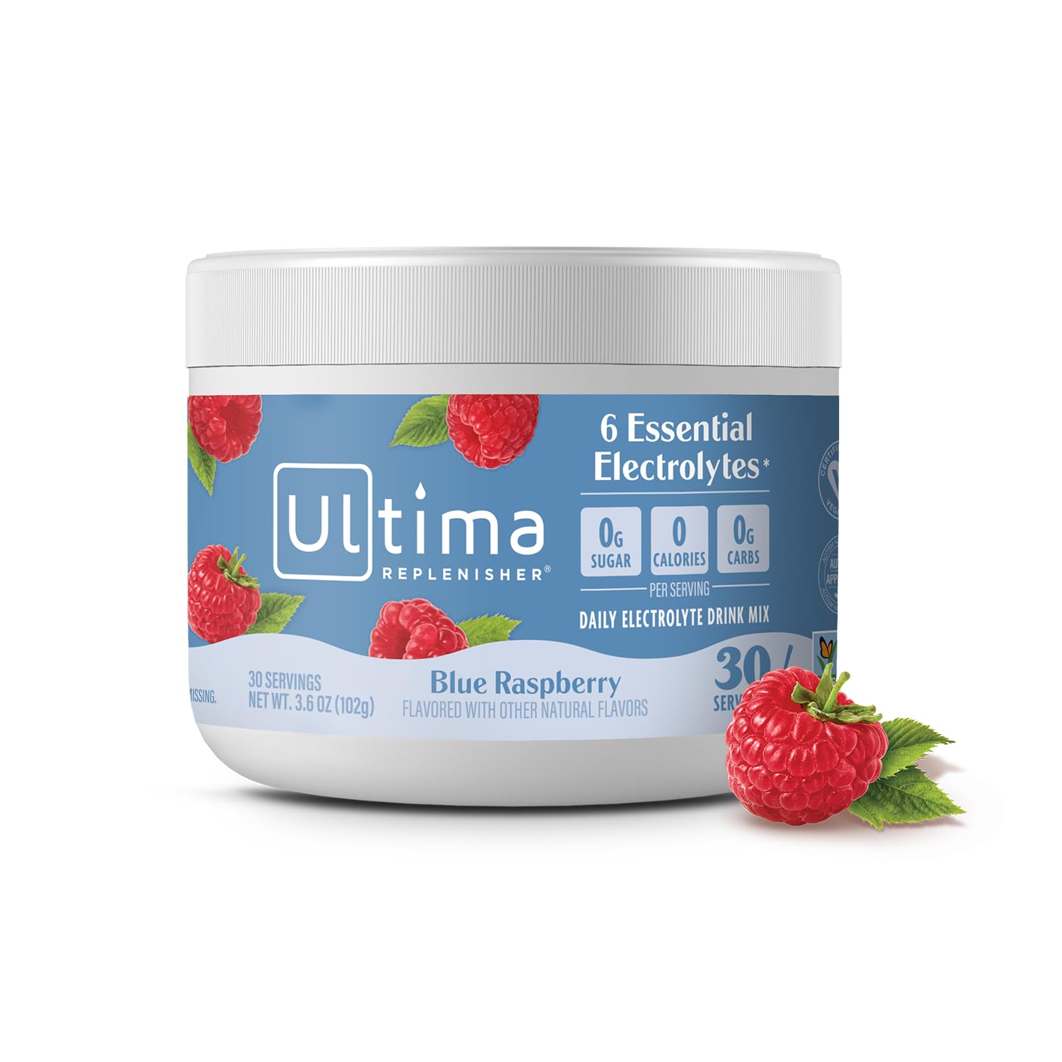 Ultima Replenisher Daily Electrolyte Drink Mix – Blue Raspberry, 30 Servings – H...