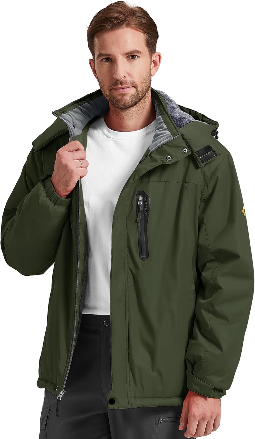 Men's Winter Skiing Jacket Waterproof Warm Snow Fleece LiningCoat Mountain Hoode...