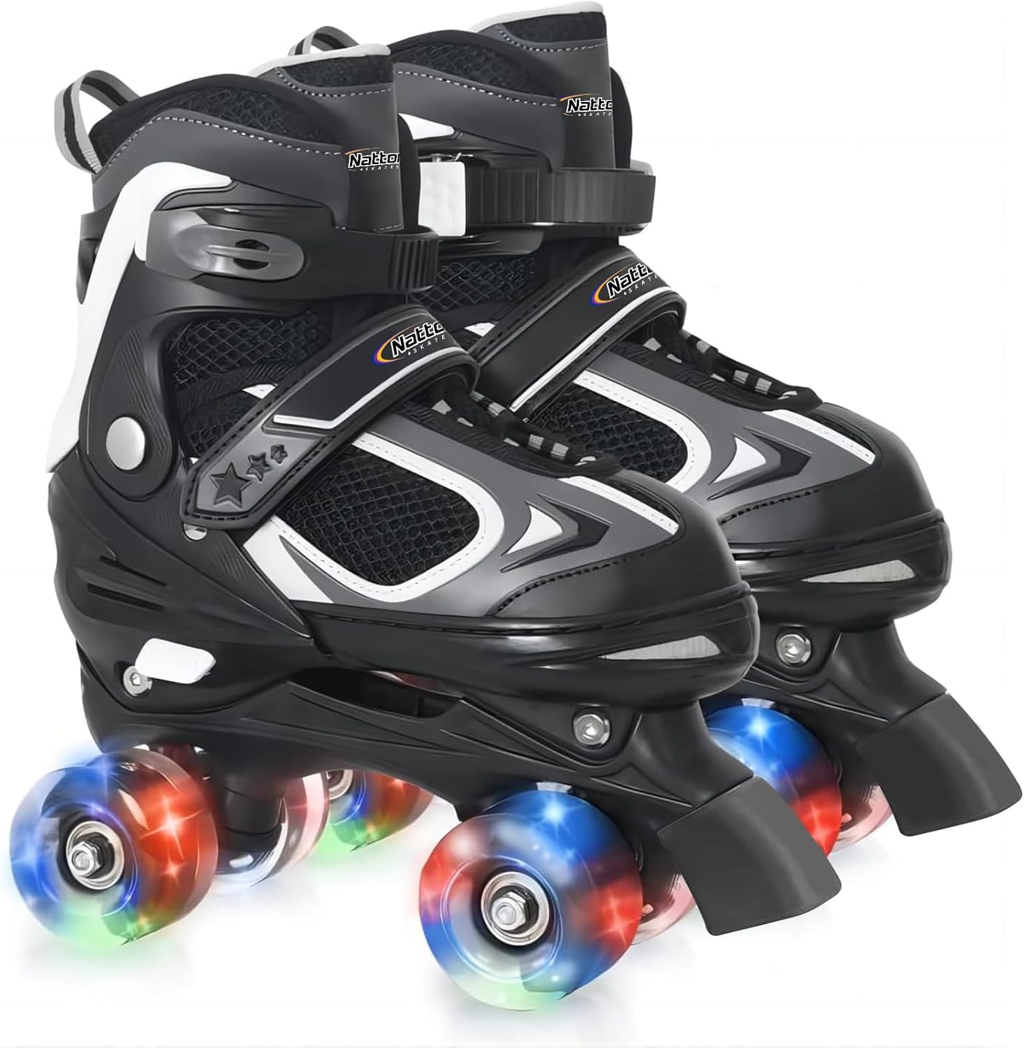 Nattork Kids Roller Skates for Boys Girls Kids, 4 Sizes Adjustable Quad Skates w...