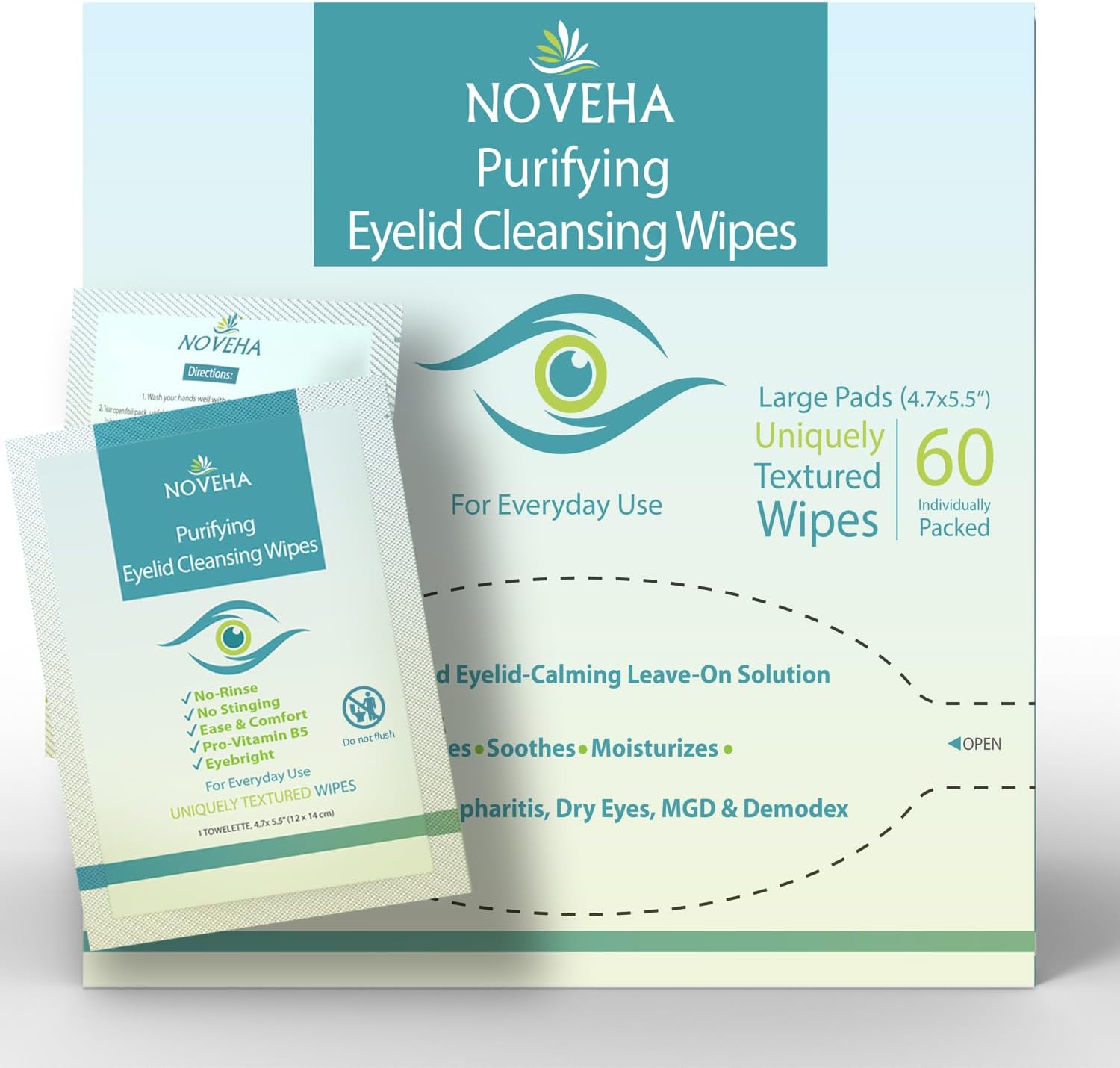 Antimicrobial Eyelid & Lash Wipes | For Itchy, Dry Eyes, Styes & Blepharitis, Ge...