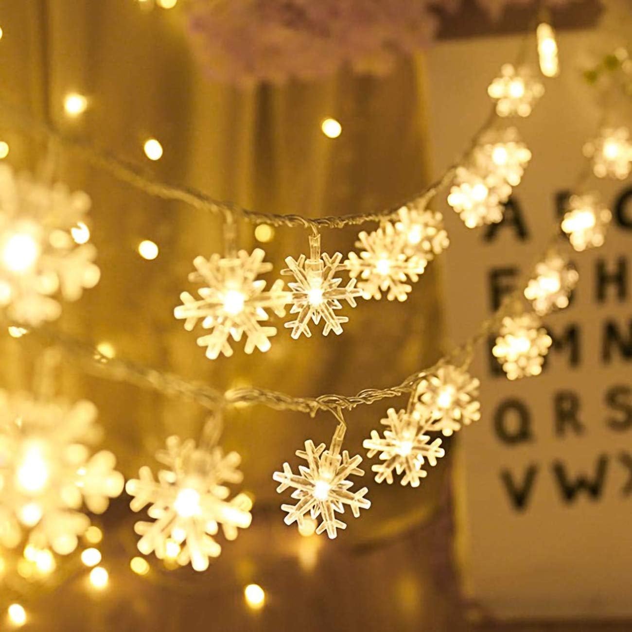Adispotg Snowflack Fairy Lights, 20ft 40 LED BatteryPowered String Lights, 2 Lig...