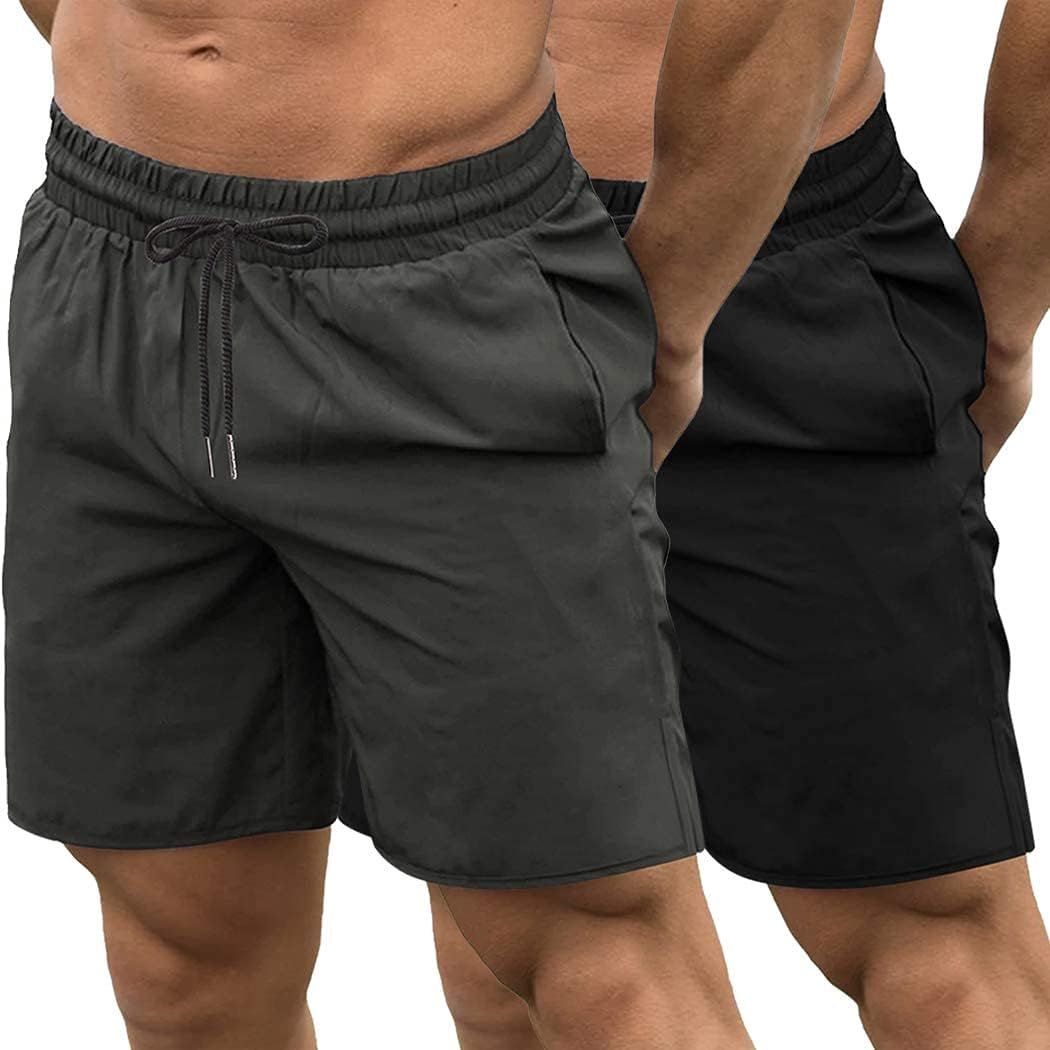 COOFANDY Men's 2 Pack Gym Workout Shorts 7 Inch Quick Dry Athletic Shorts Lightw...