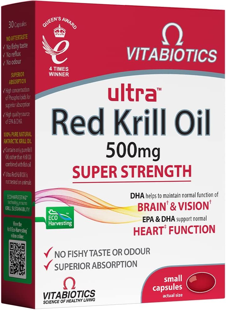 Vitabiotics Ultra Red Krill Oil Nutritional Supplement Capsule with Omega 3-9 Fa...